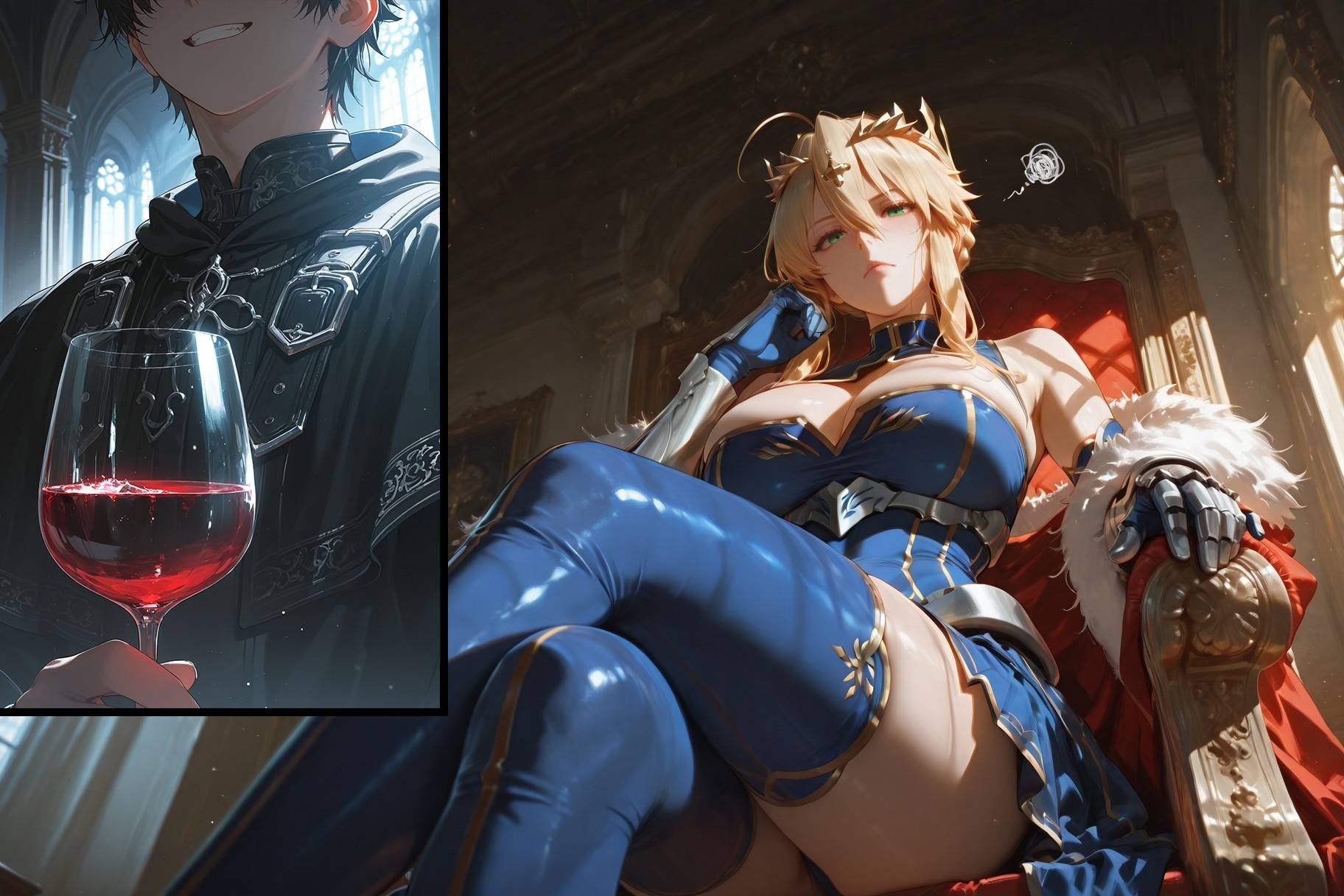 AI 생성 애니메이션 소녀 - Fate·stay night 알트리아 펜드래곤: 타이트한 의상 침대 촬영 백호 492P