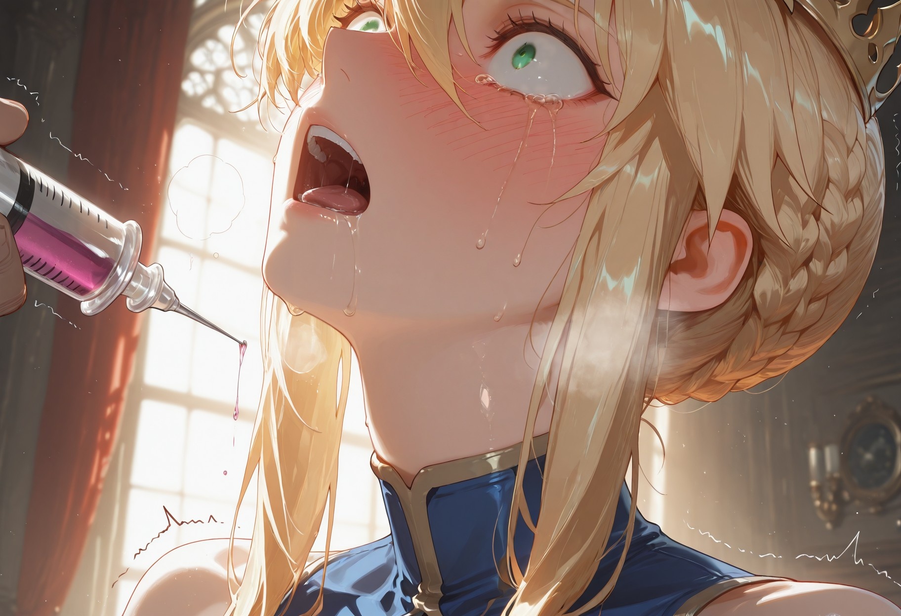 AI生成アニメ少女 - Fate·stay night アルトリア・ペンドラゴン：ボディスーツベッドショット白虎 492P