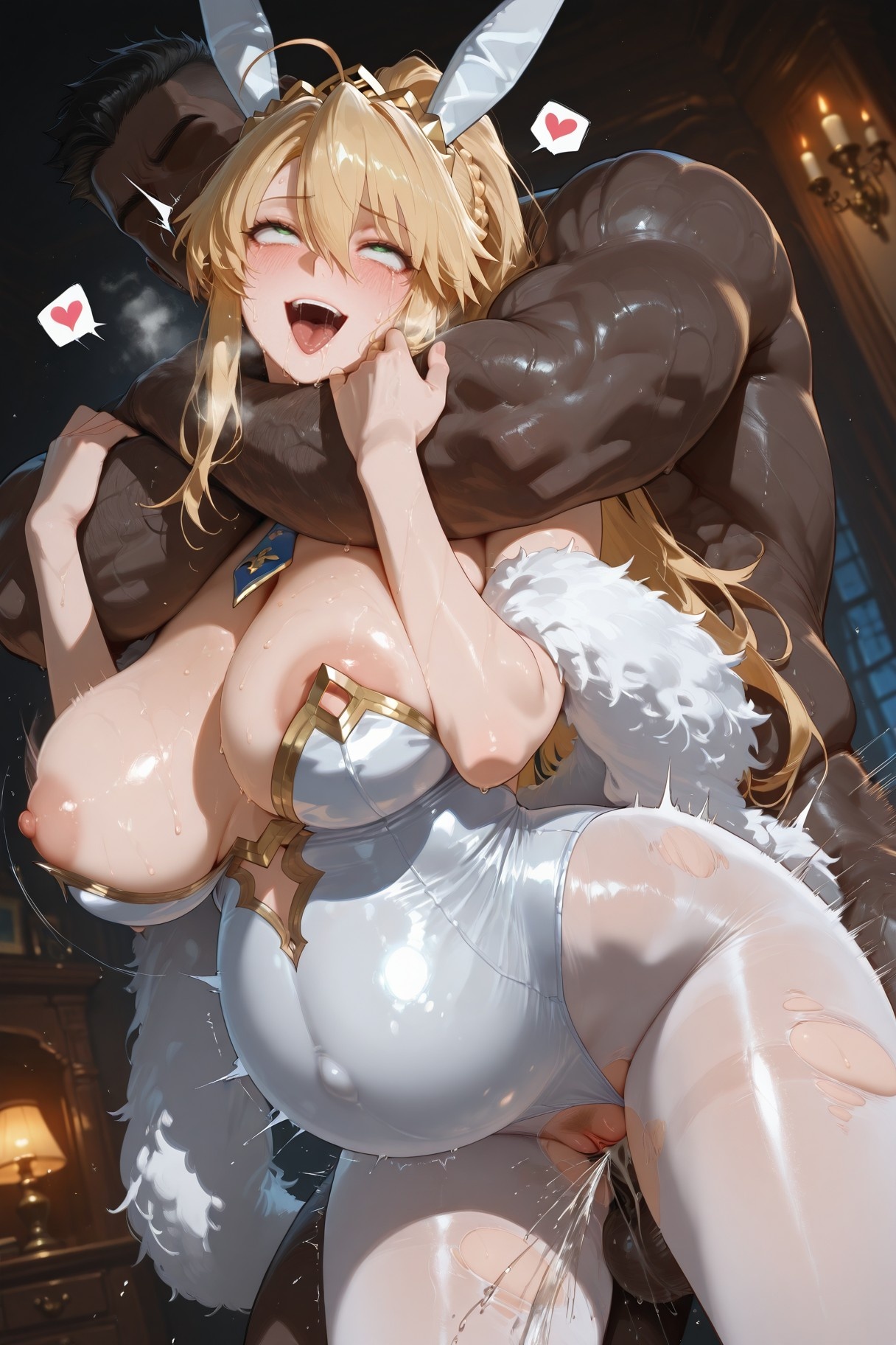 AI สร้างอนิเมะสาว - Fate·stay night อัลโตรเลีย เพนเดรากอน: ชุดรัดรูปบนเตียงเสือขาว 492P