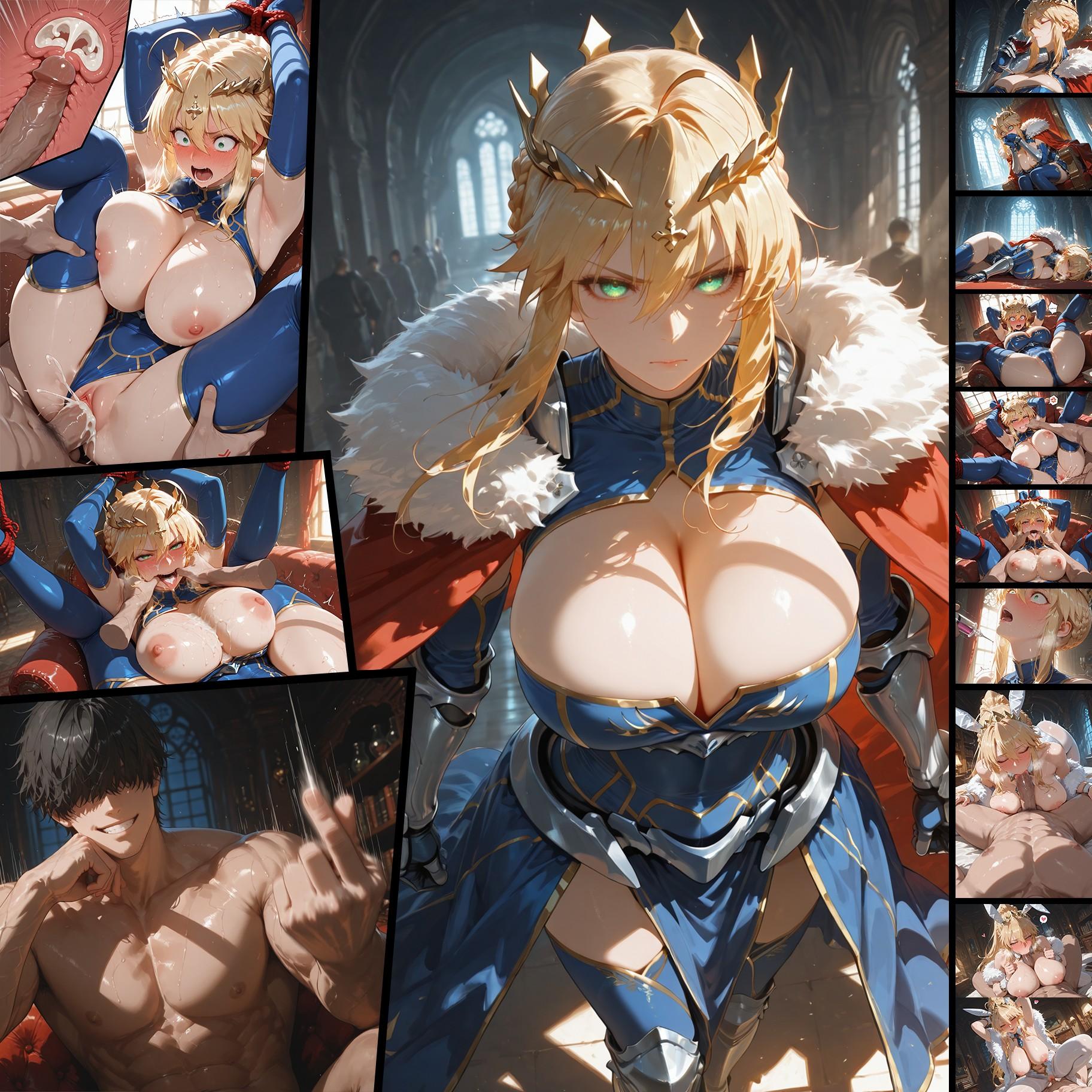 AI สร้างอนิเมะสาว - Fate·stay night อัลโตรเลีย เพนเดรากอน: ชุดรัดรูปบนเตียงเสือขาว 492P