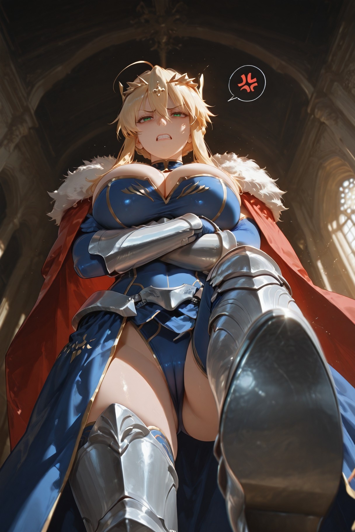 AI生成アニメ少女 - Fate·stay night アルトリア・ペンドラゴン：ボディスーツベッドショット白虎 492P
