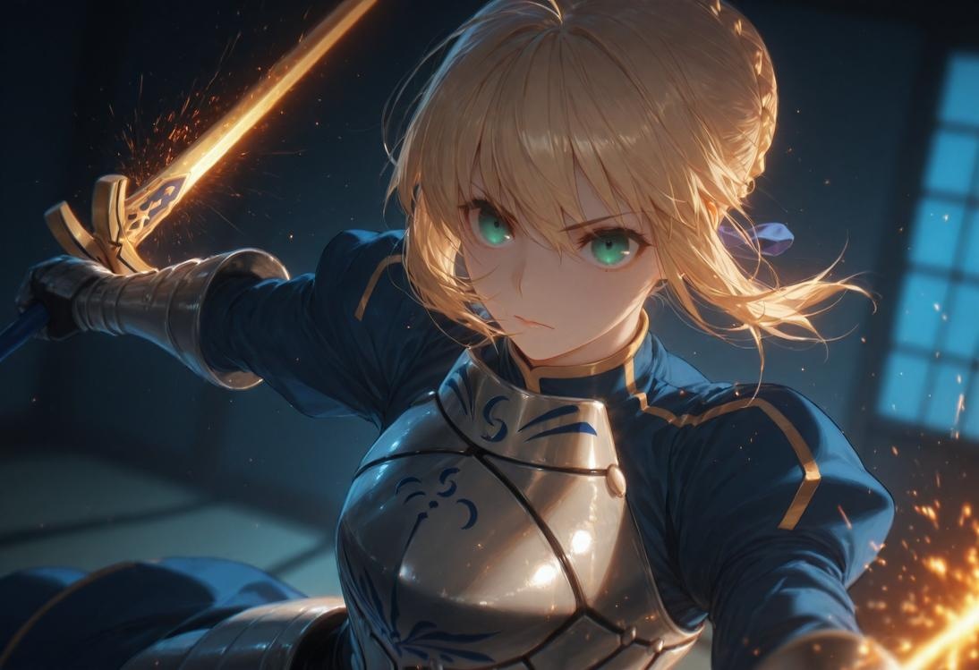 AI Generated Anime Girl - Fate/stay night Artoria Pendragon: Black Stockings Bed Shots 326P