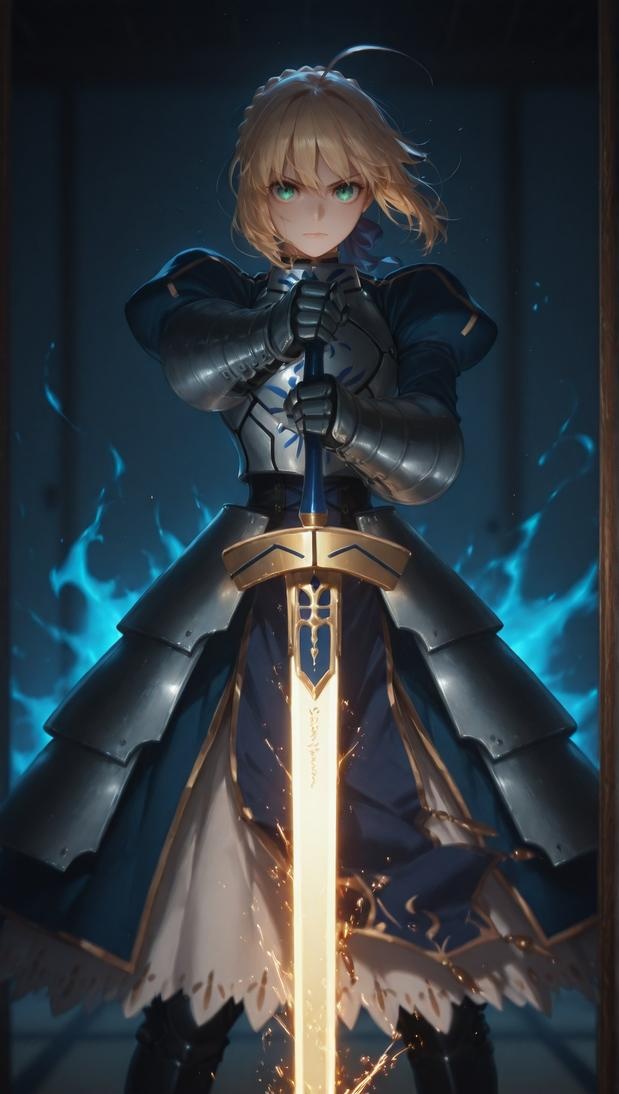 AI Generated Anime Girl - Fate/stay night Artoria Pendragon: Black Stockings Bed Shots 326P