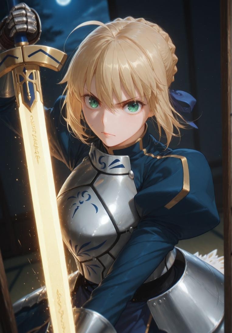 AI Generated Anime Girl - Fate/stay night Artoria Pendragon: Black Stockings Bed Shots 326P