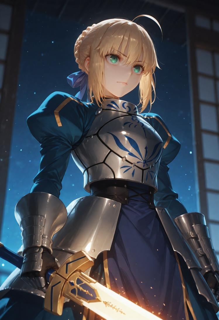 AI Generated Anime Girl - Fate/stay night Artoria Pendragon: Black Stockings Bed Shots 326P