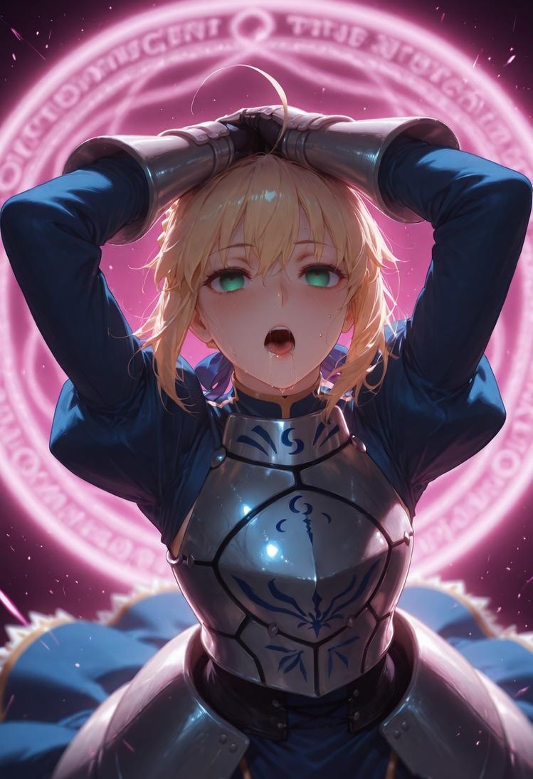 AI生成的動漫女孩 - Fate·stay night 阿爾托莉雅·潘德拉貢：黑絲床拍露穴 326P