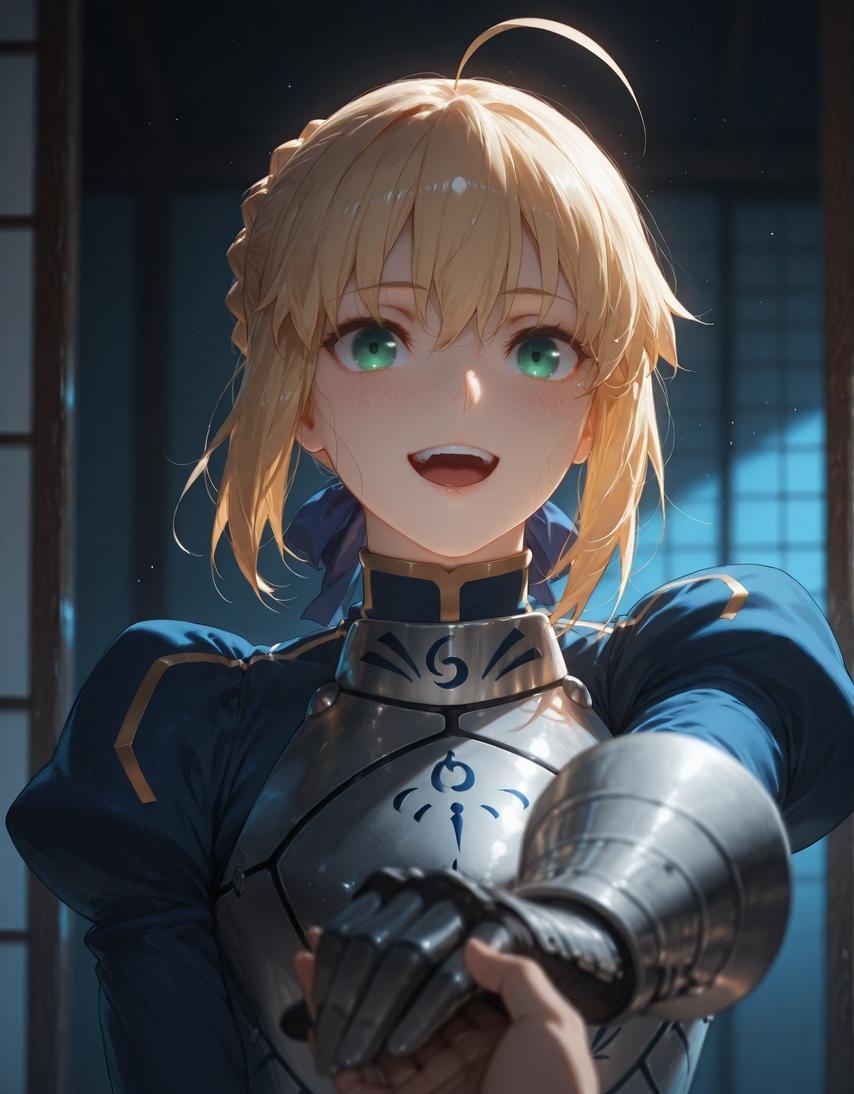 AI生成的動漫女孩 - Fate·stay night 阿爾托莉雅·潘德拉貢：黑絲床拍露穴 326P