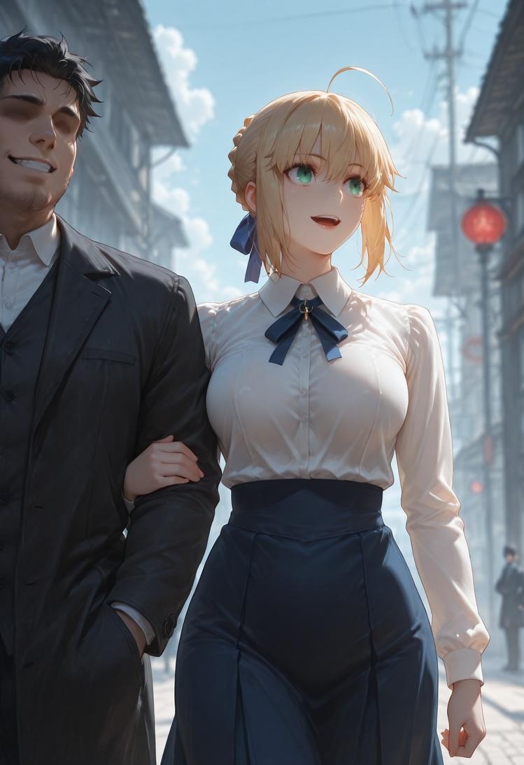 AI生成的動漫女孩 - Fate·stay night 阿爾托莉雅·潘德拉貢：黑絲床拍露穴 326P