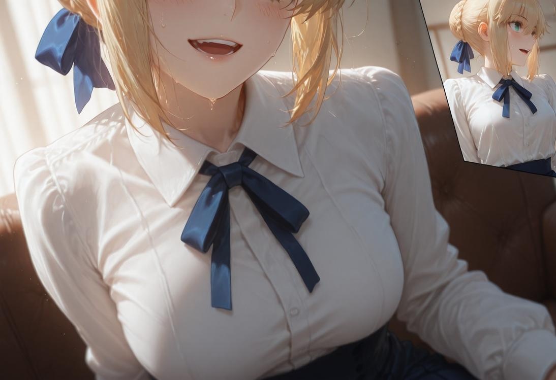 AI生成的動漫女孩 - Fate·stay night 阿爾托莉雅·潘德拉貢：黑絲床拍露穴 326P