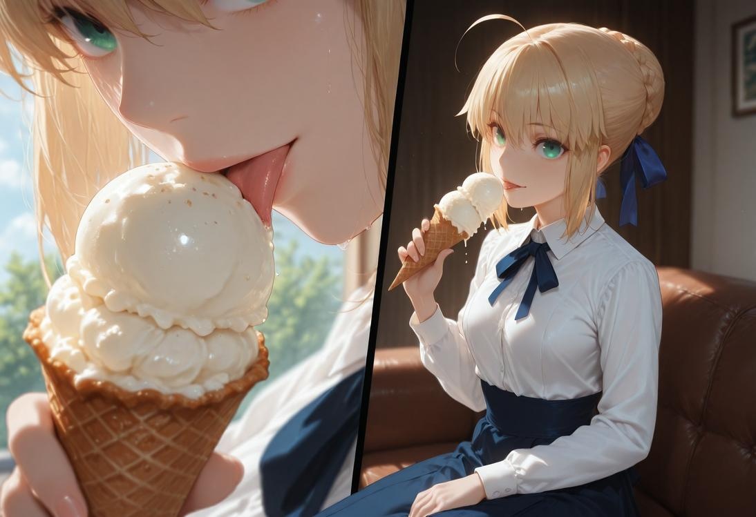 AI生成的動漫女孩 - Fate·stay night 阿爾托莉雅·潘德拉貢：黑絲床拍露穴 326P