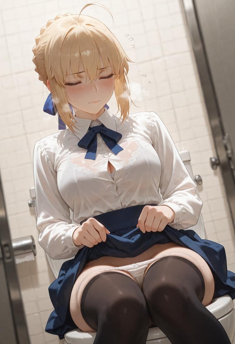 AI Generated Anime Girl - Fate/stay night Artoria Pendragon: Black Stockings Bed Shots 326P