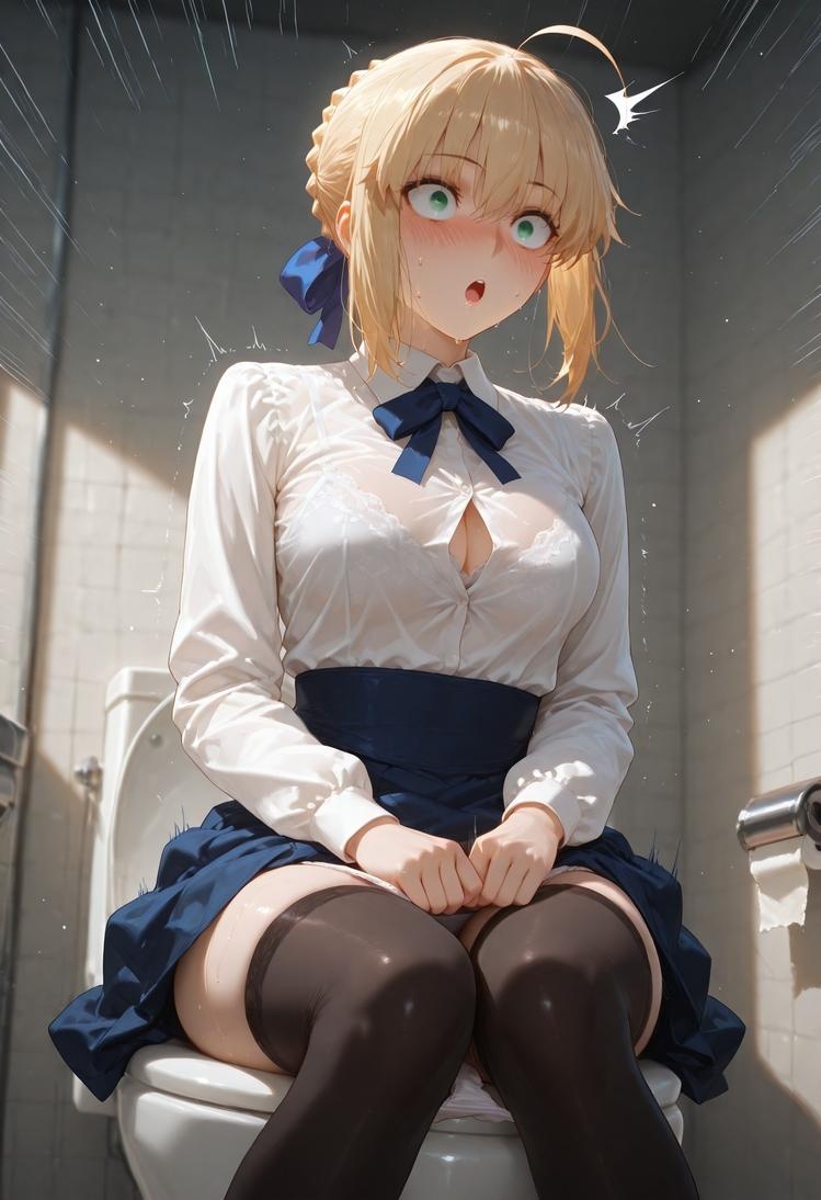 AI Generated Anime Girl - Fate/stay night Artoria Pendragon: Black Stockings Bed Shots 326P