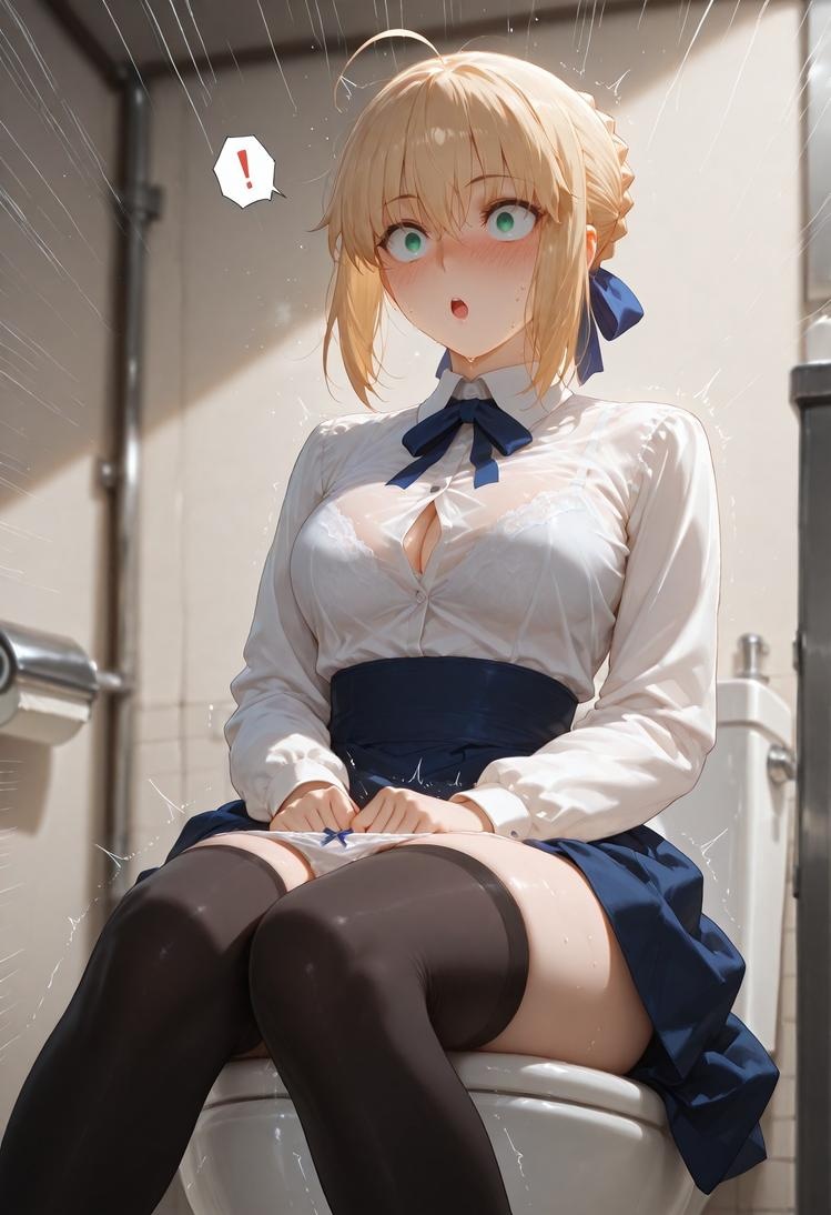 AI Generated Anime Girl - Fate/stay night Artoria Pendragon: Black Stockings Bed Shots 326P