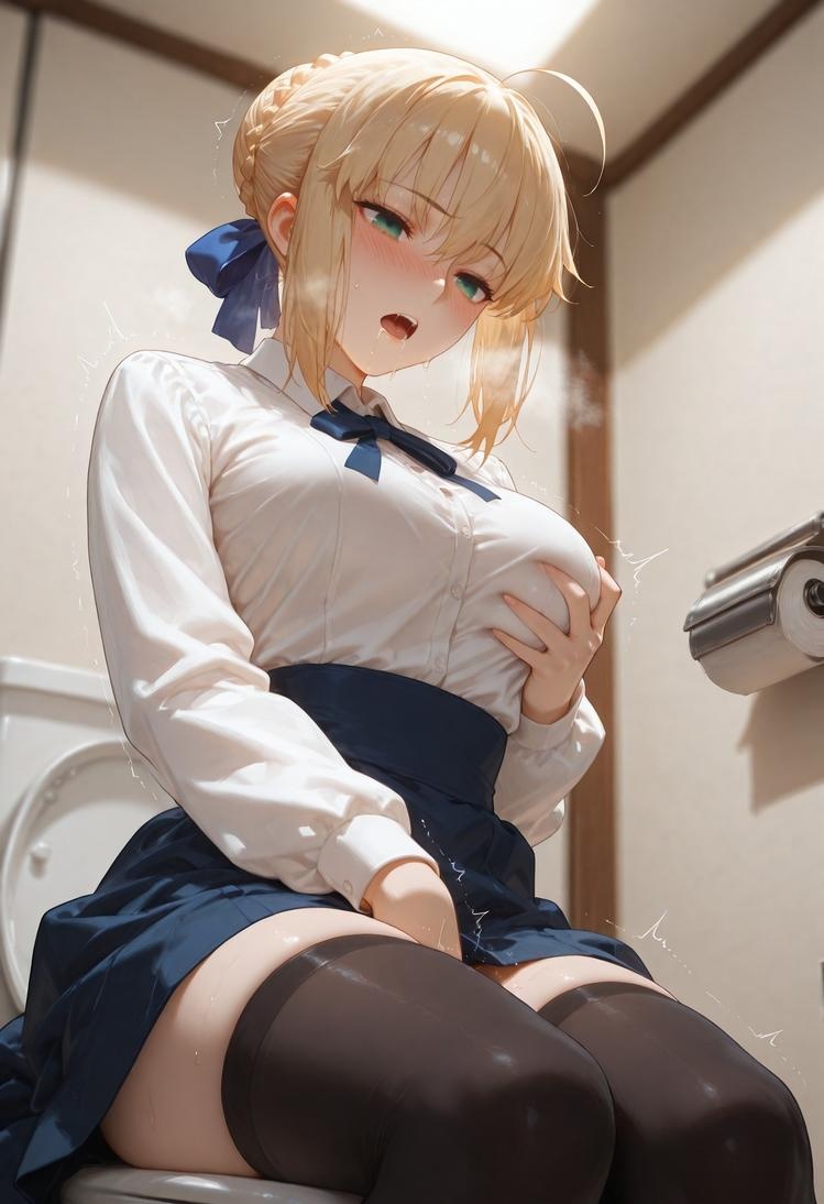 AI生成的動漫女孩 - Fate·stay night 阿爾托莉雅·潘德拉貢：黑絲床拍露穴 326P