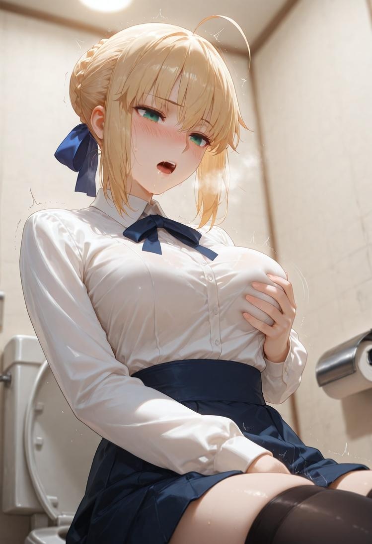AI生成的動漫女孩 - Fate·stay night 阿爾托莉雅·潘德拉貢：黑絲床拍露穴 326P