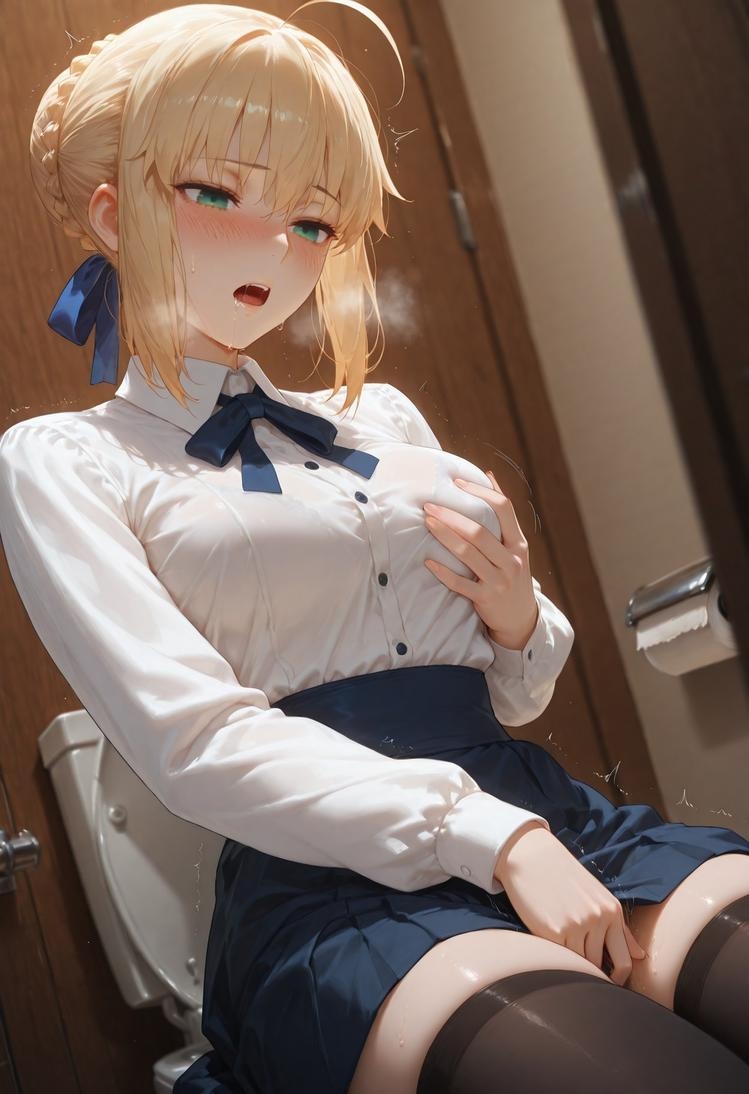 AI生成的動漫女孩 - Fate·stay night 阿爾托莉雅·潘德拉貢：黑絲床拍露穴 326P