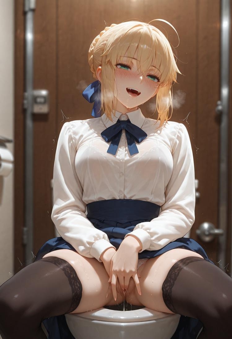 AI生成的動漫女孩 - Fate·stay night 阿爾托莉雅·潘德拉貢：黑絲床拍露穴 326P