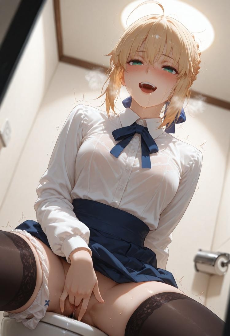 AI生成的動漫女孩 - Fate·stay night 阿爾托莉雅·潘德拉貢：黑絲床拍露穴 326P