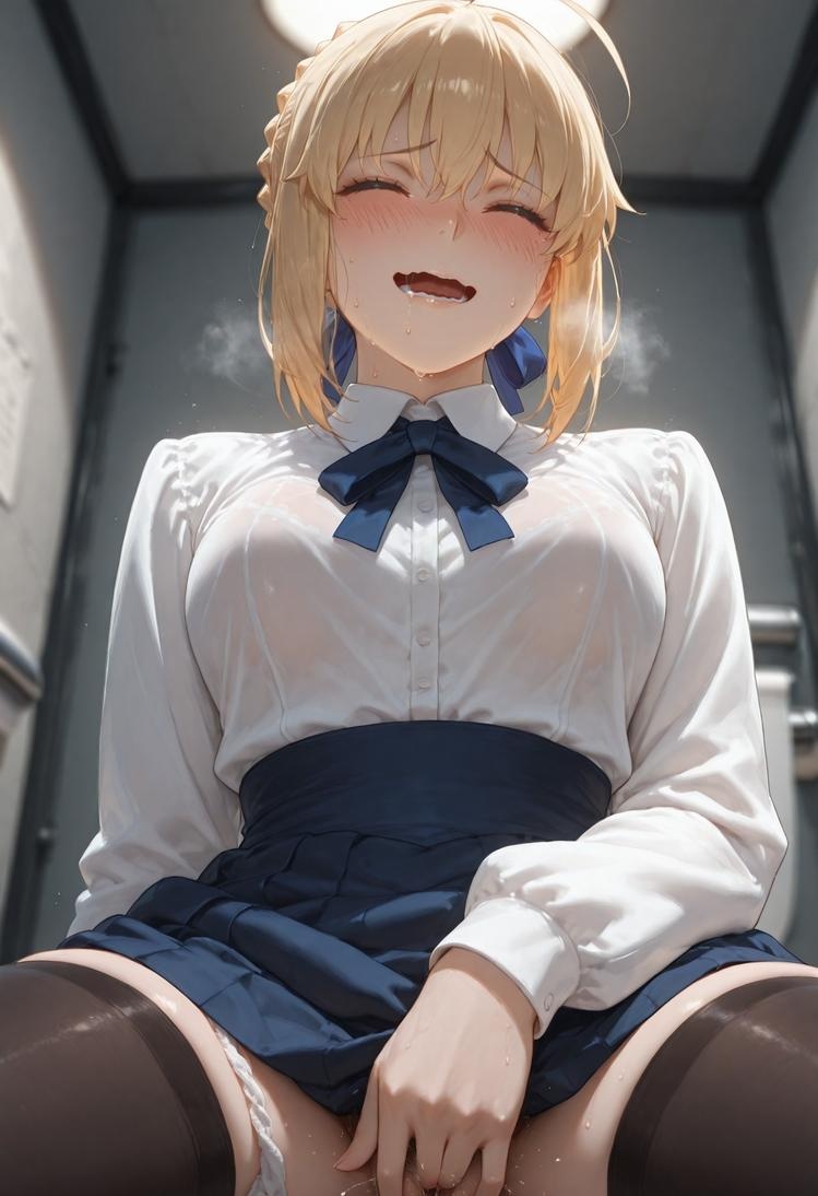AI生成的動漫女孩 - Fate·stay night 阿爾托莉雅·潘德拉貢：黑絲床拍露穴 326P