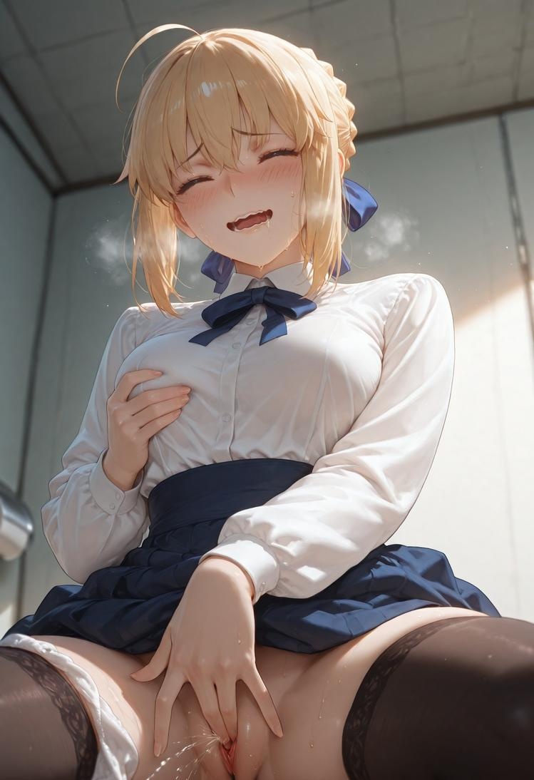 AI生成的動漫女孩 - Fate·stay night 阿爾托莉雅·潘德拉貢：黑絲床拍露穴 326P