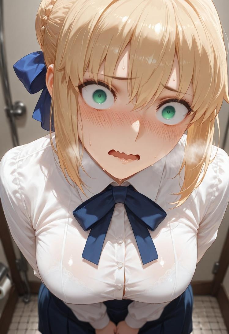 AI生成的動漫女孩 - Fate·stay night 阿爾托莉雅·潘德拉貢：黑絲床拍露穴 326P