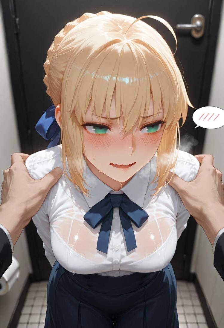 AI生成的動漫女孩 - Fate·stay night 阿爾托莉雅·潘德拉貢：黑絲床拍露穴 326P