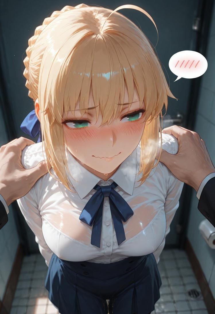AI生成的動漫女孩 - Fate·stay night 阿爾托莉雅·潘德拉貢：黑絲床拍露穴 326P