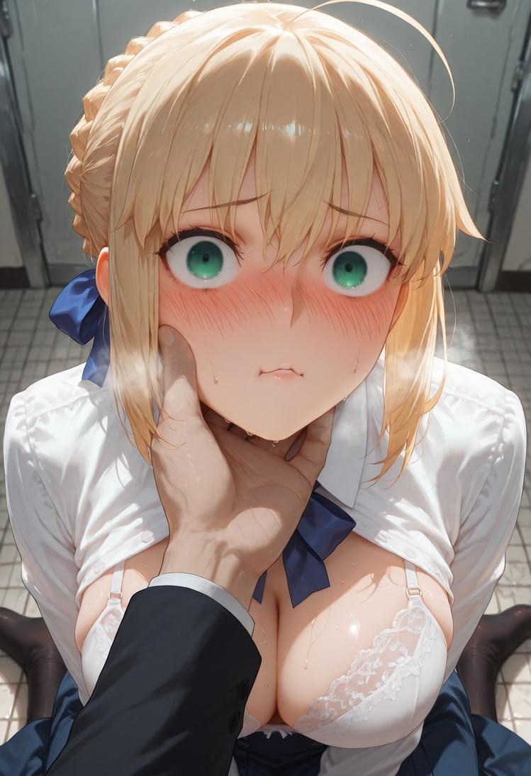 AI生成的動漫女孩 - Fate·stay night 阿爾托莉雅·潘德拉貢：黑絲床拍露穴 326P