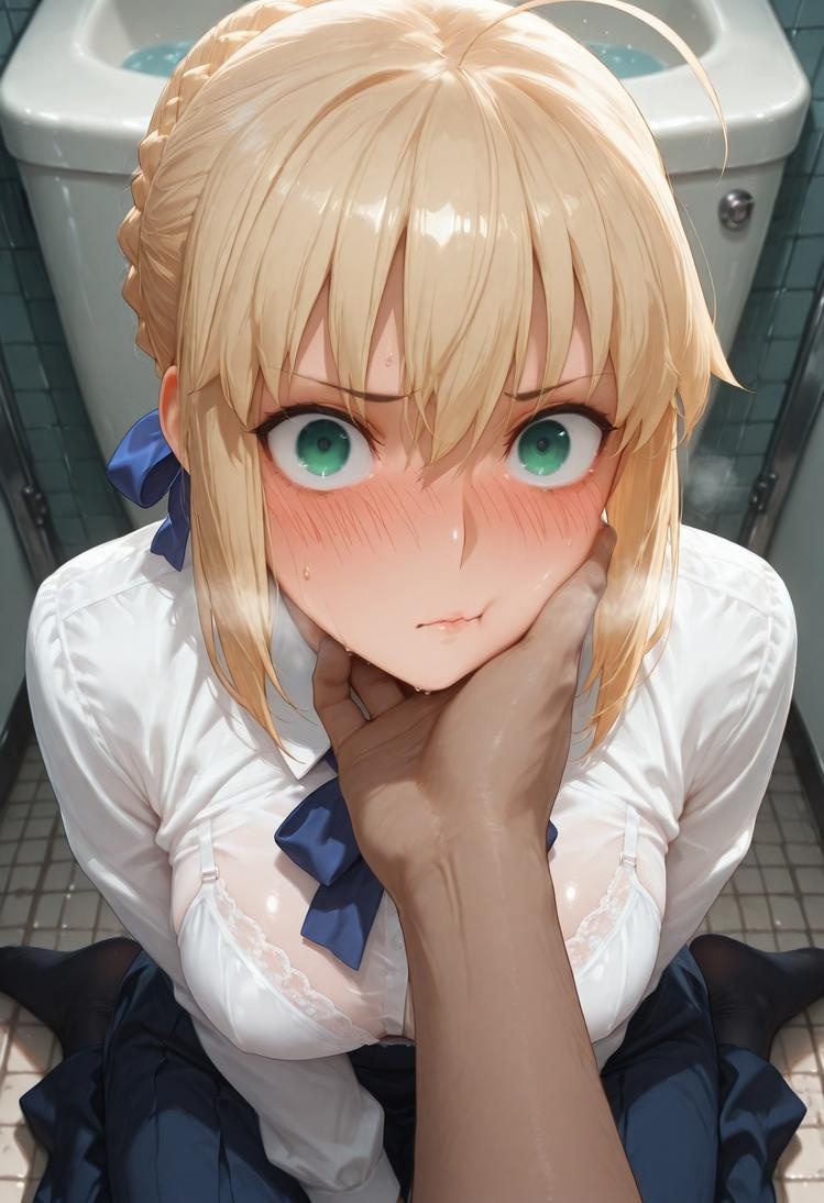 AI生成的動漫女孩 - Fate·stay night 阿爾托莉雅·潘德拉貢：黑絲床拍露穴 326P
