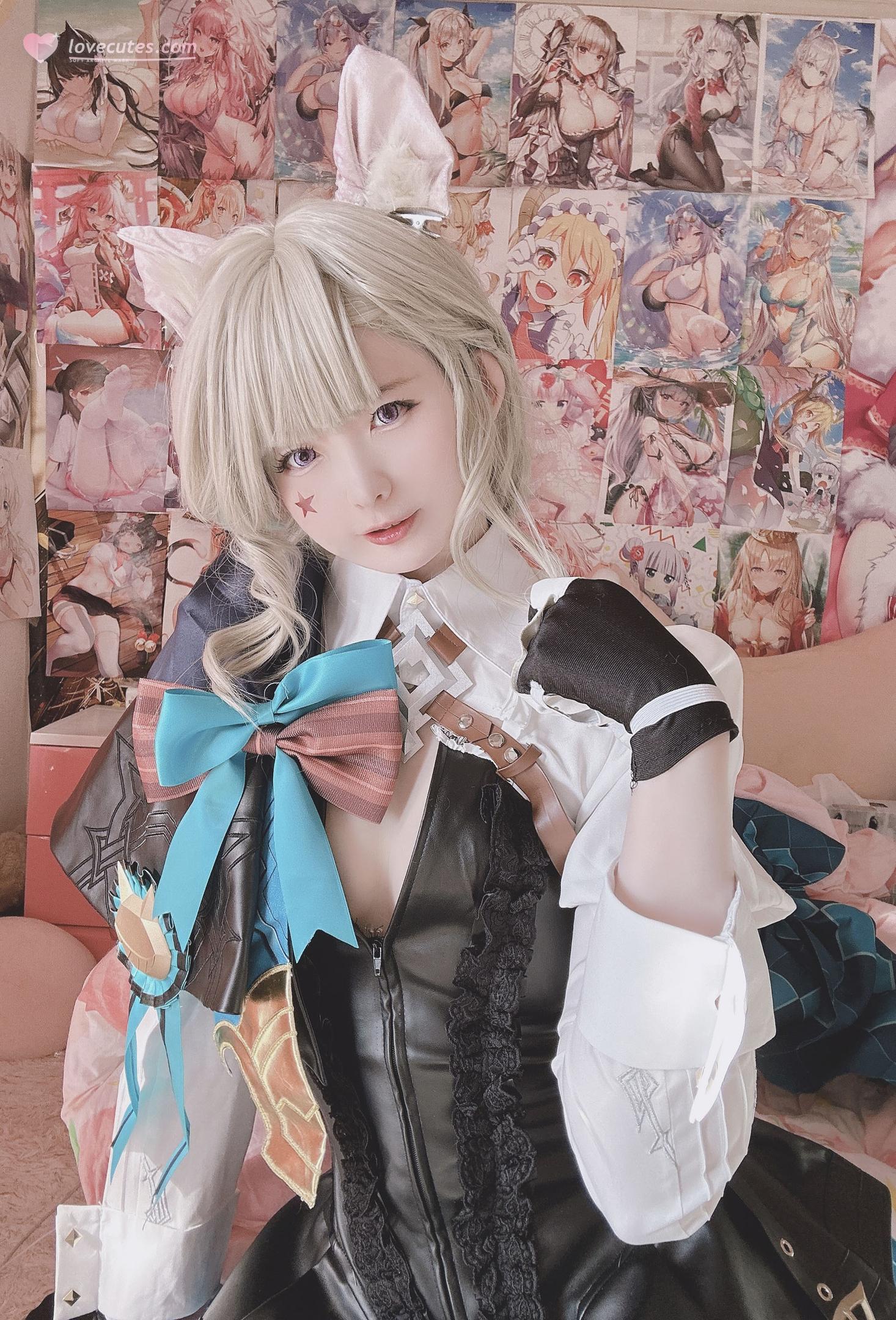 [cosplay] 习呆呆 - 원신 린네트: 검은 스타킹 고양이 귀 노출 대담한 리얼리즘 재현 22P2V
