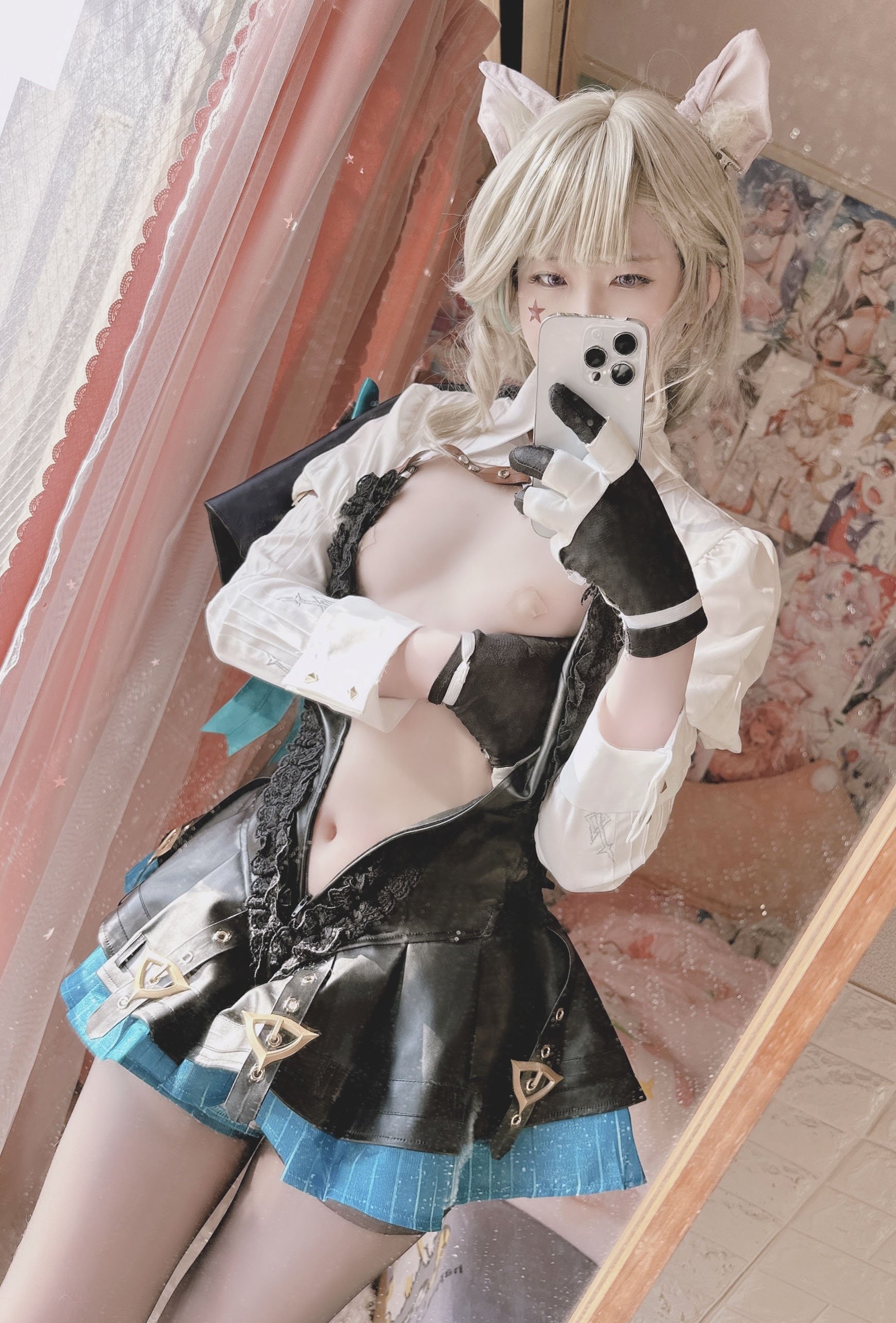[cosplay] 习呆呆 - 원신 린네트: 검은 스타킹 고양이 귀 노출 대담한 리얼리즘 재현 22P2V