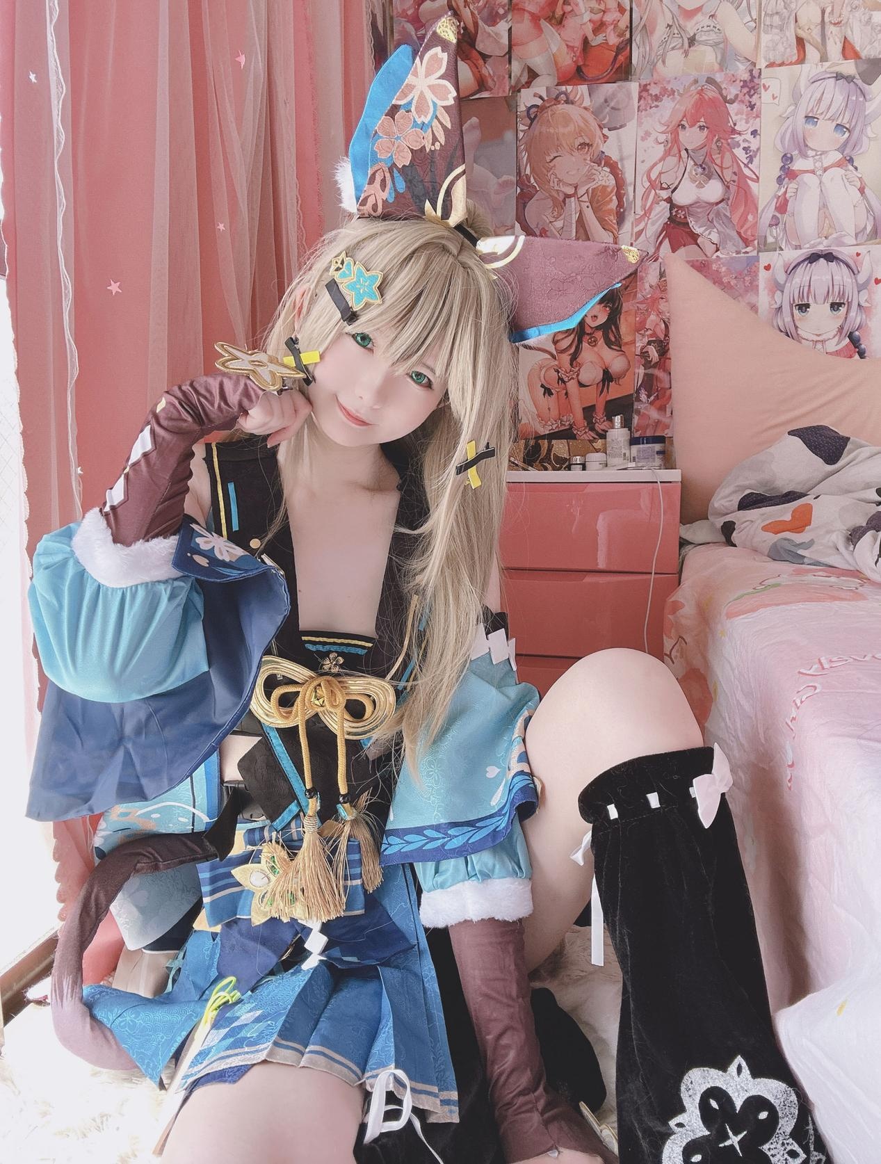 [cosplay] 习呆呆 - Genshin Impact Kirara: การคอสเพลย์ขนาดใหญ่ที่ถอดแบบพร้อมโชว์ก้นโด่งและเห็นจุดรับ 24P2V