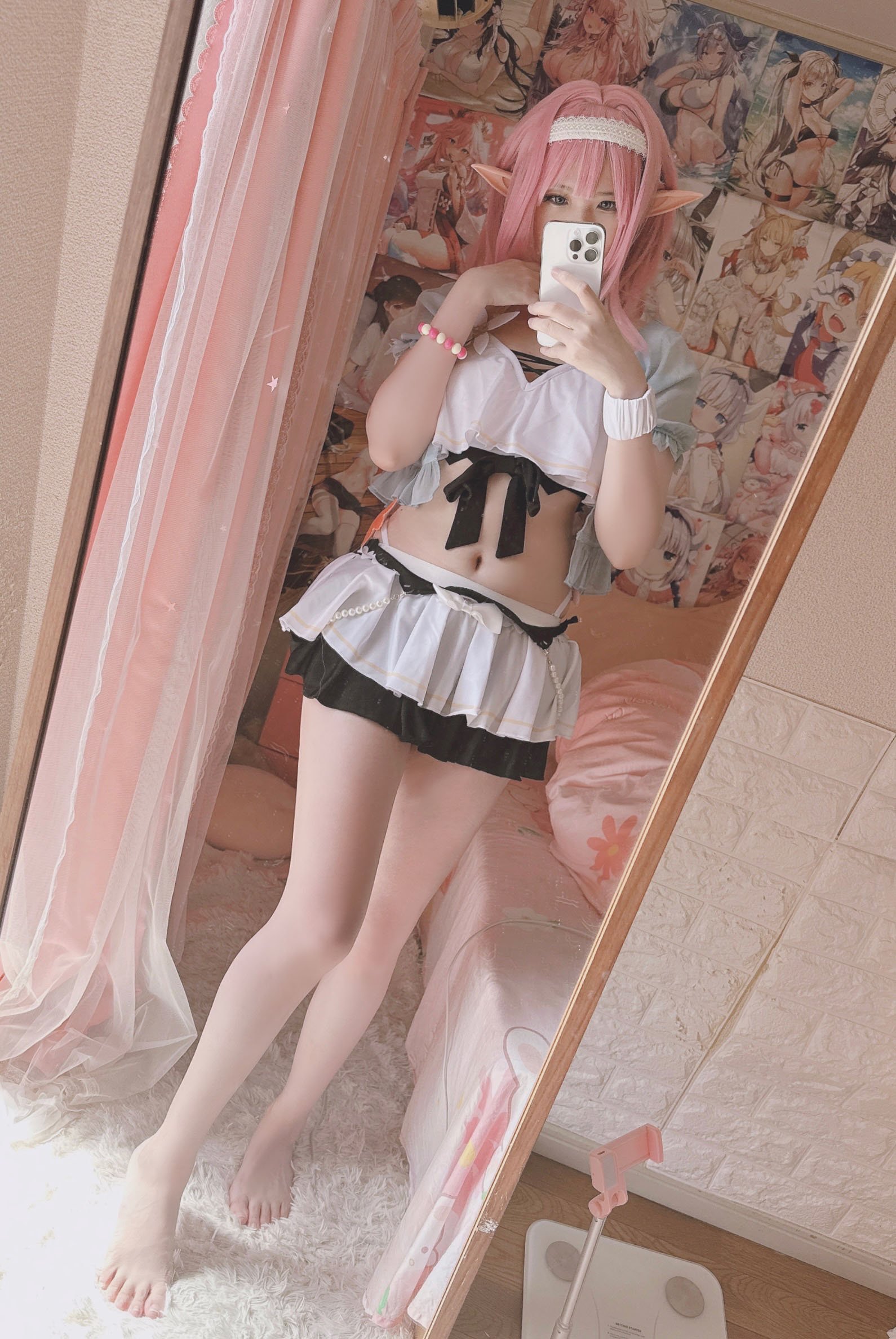 [cosplay] 习呆呆 - เอลิเซีย: ชุดเมดผมสีชมพู โชว์หัวนม รีครีเอตแบบจัดเต็ม 14P