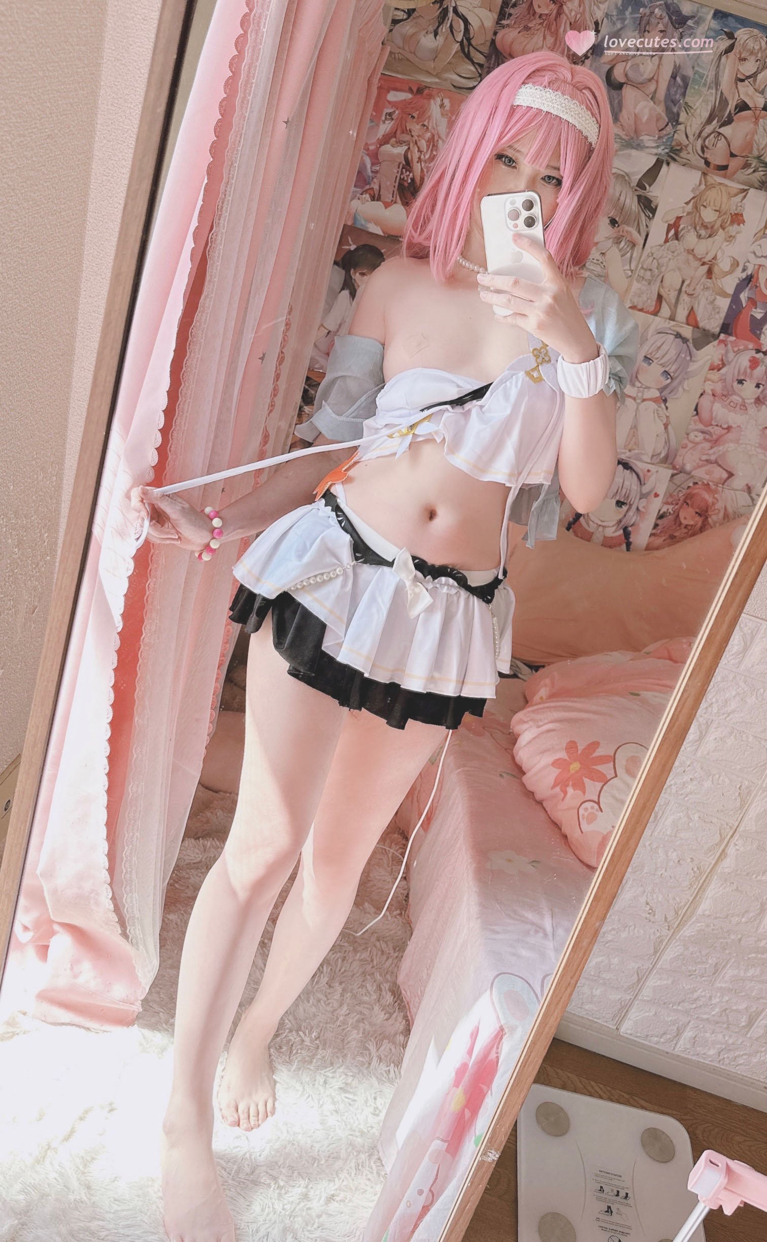 [cosplay] 习呆呆 - เอลิเซีย: ชุดเมดผมสีชมพู โชว์หัวนม รีครีเอตแบบจัดเต็ม 14P