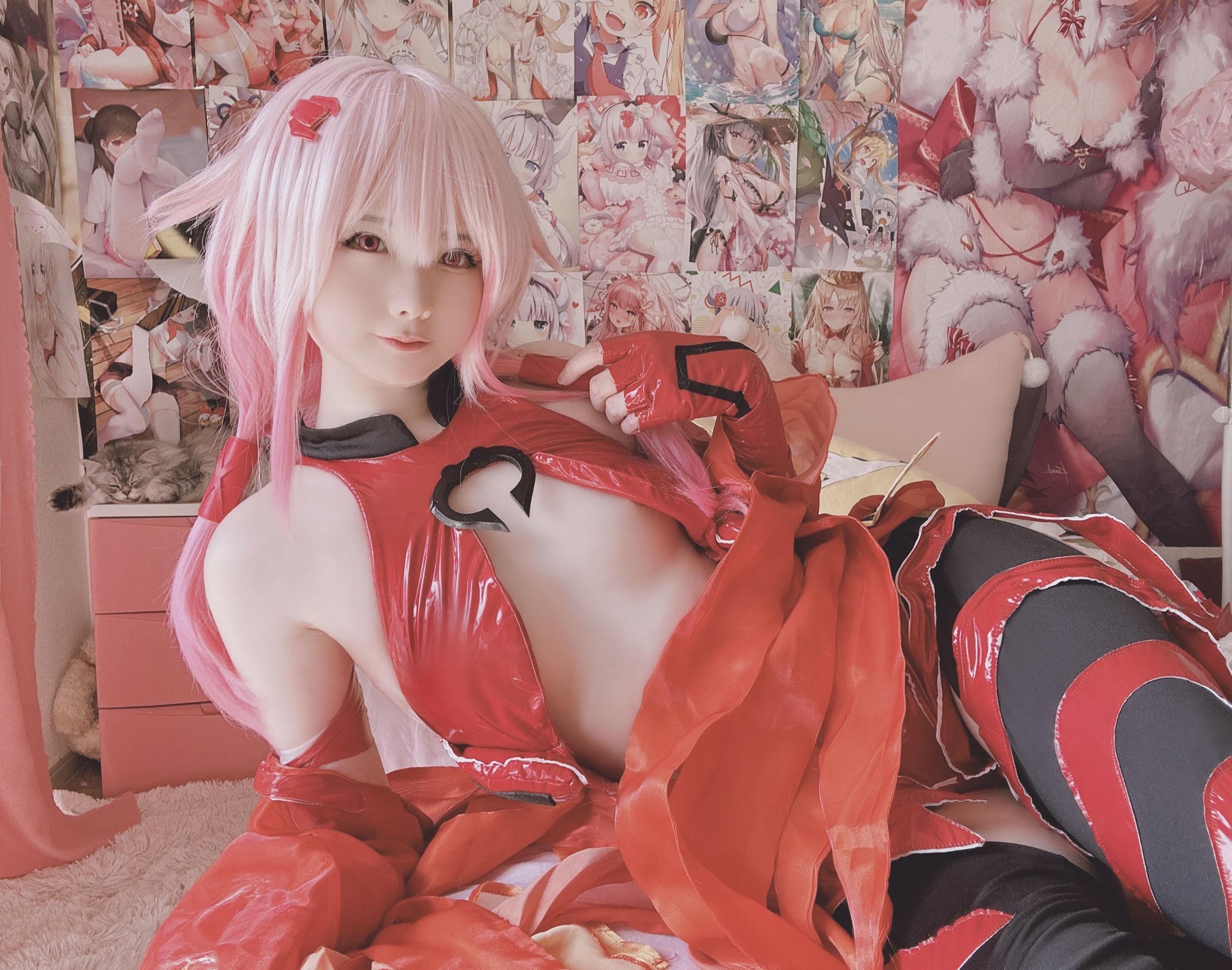[cosplay] 习呆呆 - Guilty Crown 楪祈：ชุดแดงเปิดจุดเน้นสเกลใหญ่แบบสมจริง 12P