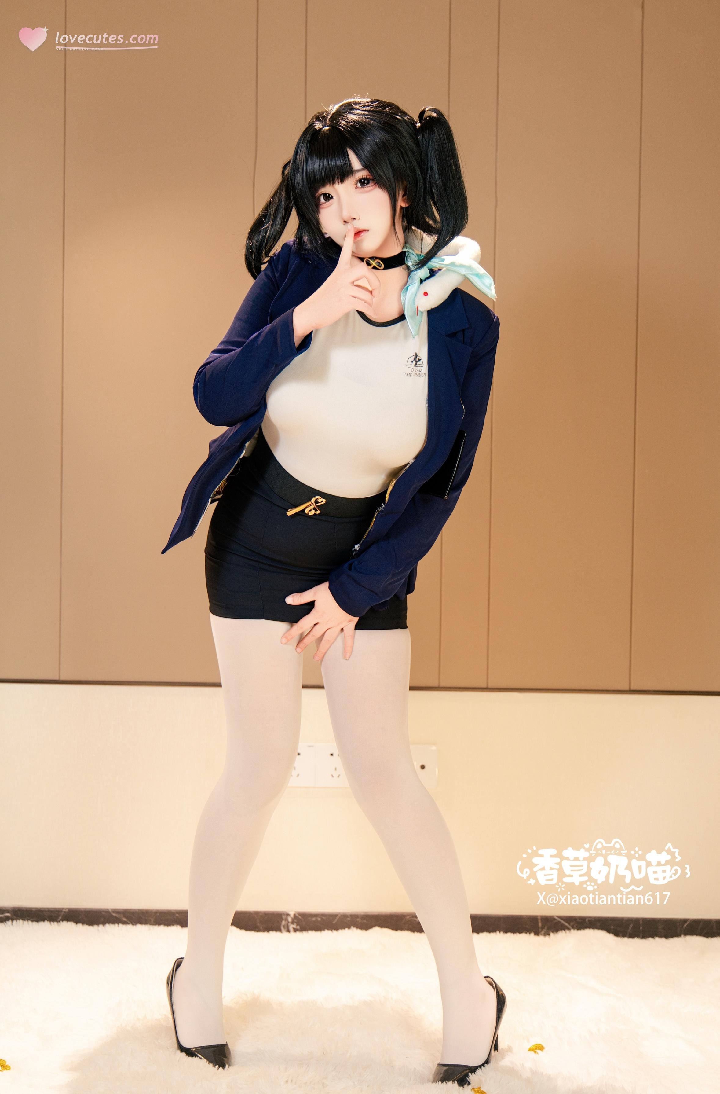 [cosplay] 바닐라 나비묘 - 승리의 여신 니케 소라: 흑청 재킷 흰 스타킹 거유 재현 136P22V