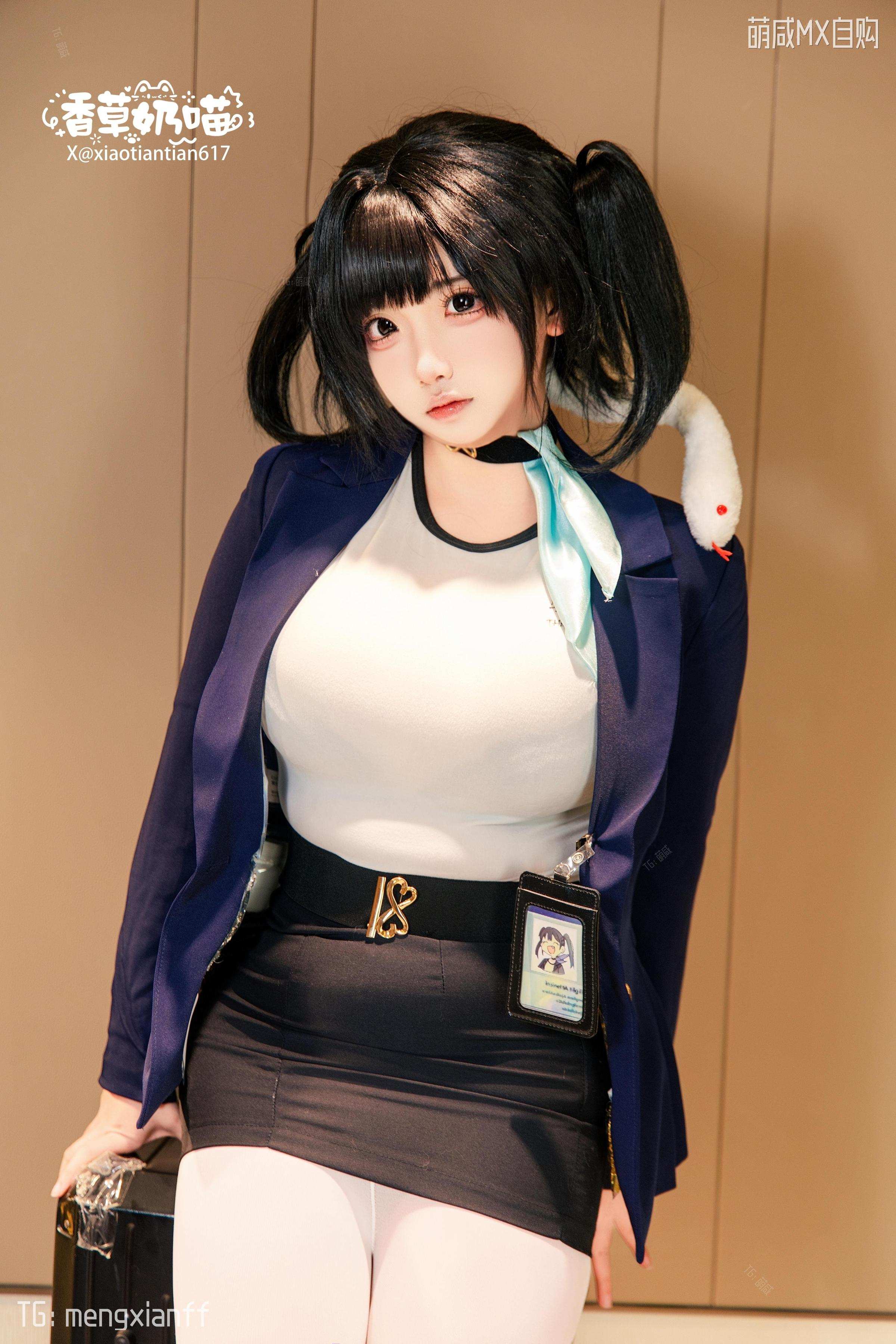 [cosplay] 바닐라 나비묘 - 승리의 여신 니케 소라: 흑청 재킷 흰 스타킹 거유 재현 136P22V