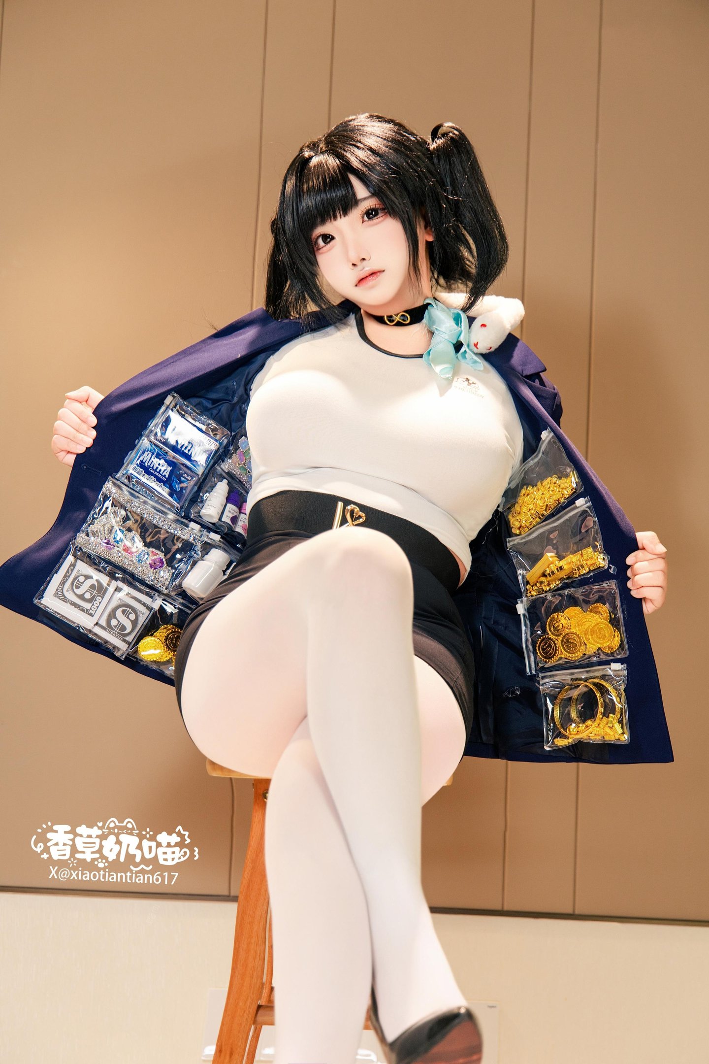 [cosplay] 바닐라 나비묘 - 승리의 여신 니케 소라: 흑청 재킷 흰 스타킹 거유 재현 136P22V