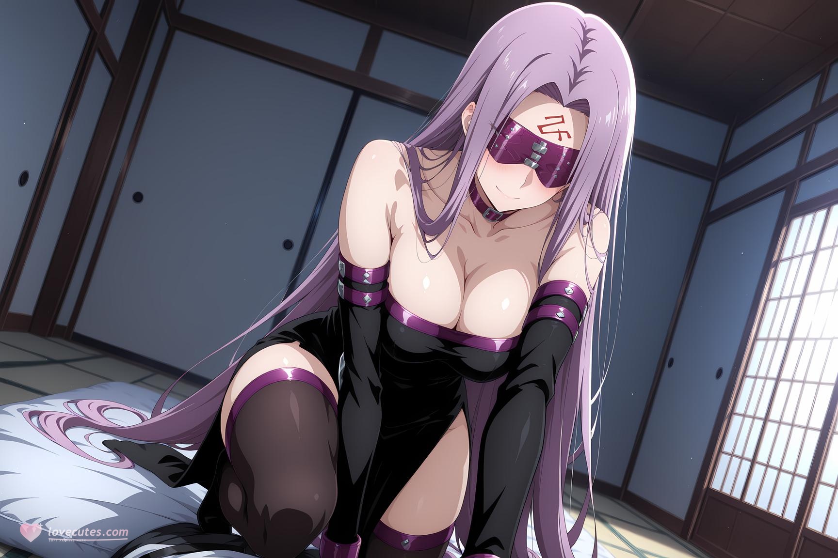 AI Generated Anime Girl - Fate 美杜莎：黑丝私房床拍露穴 138P