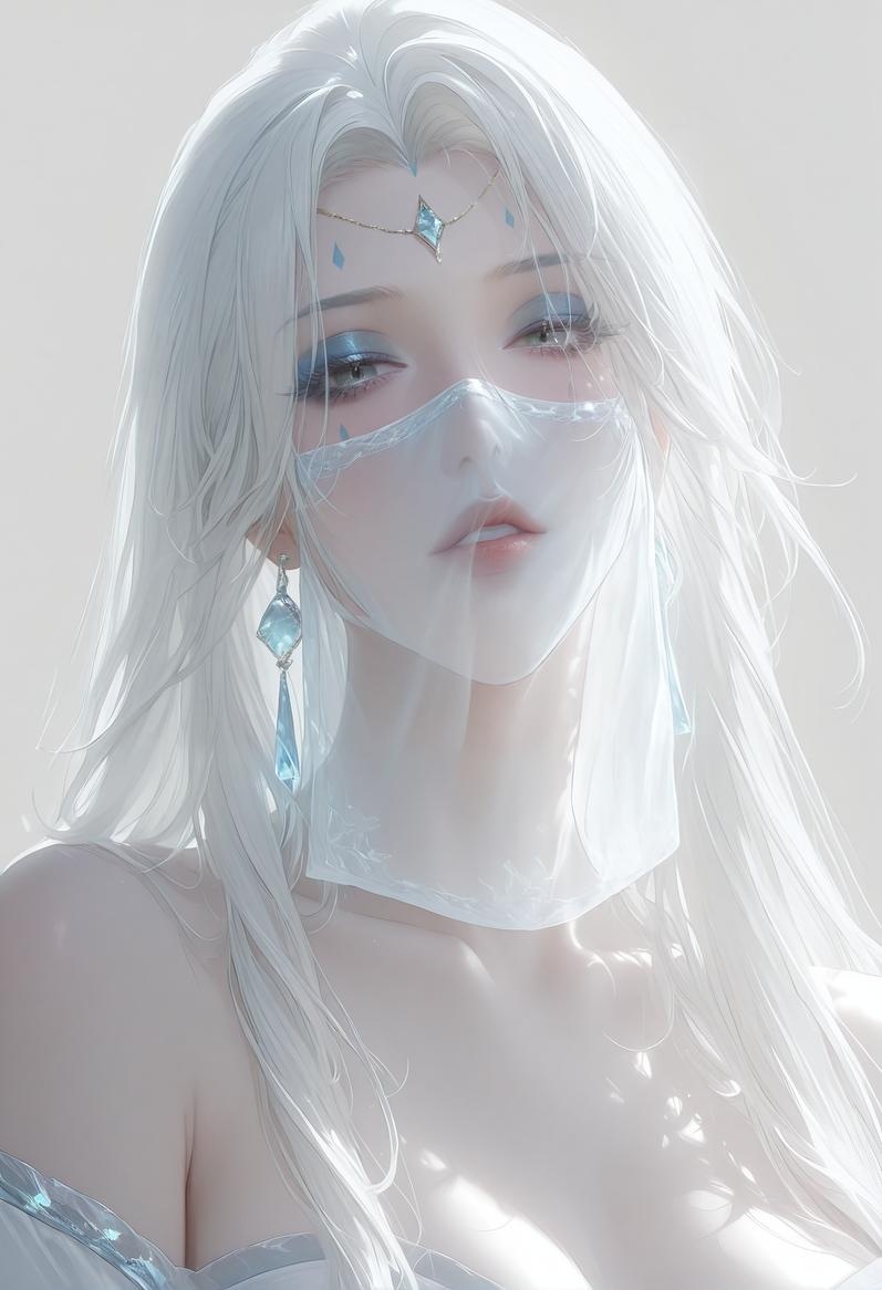 AI Generated Anime Girl - [ManAI]古风美 仙门银宴：ชุดชั้นในลูกไม้สีขาว露点 94P
