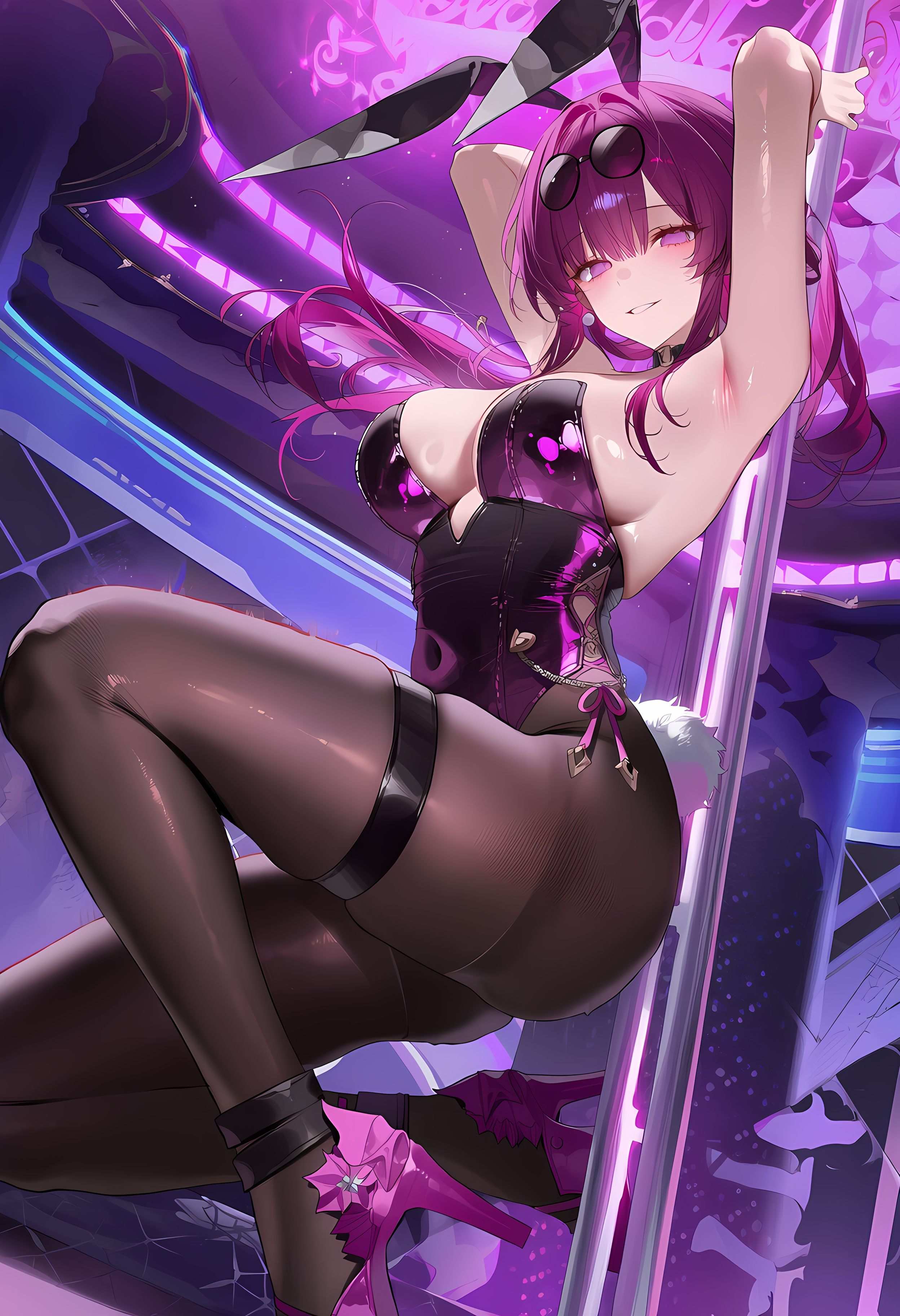 AI Generated Anime Girl - Kafka Bunny：兔สาวกระต่าย ถุงน่องสีดำ รองเท้าส้นสูง โชว์ช่องคลอด 395P