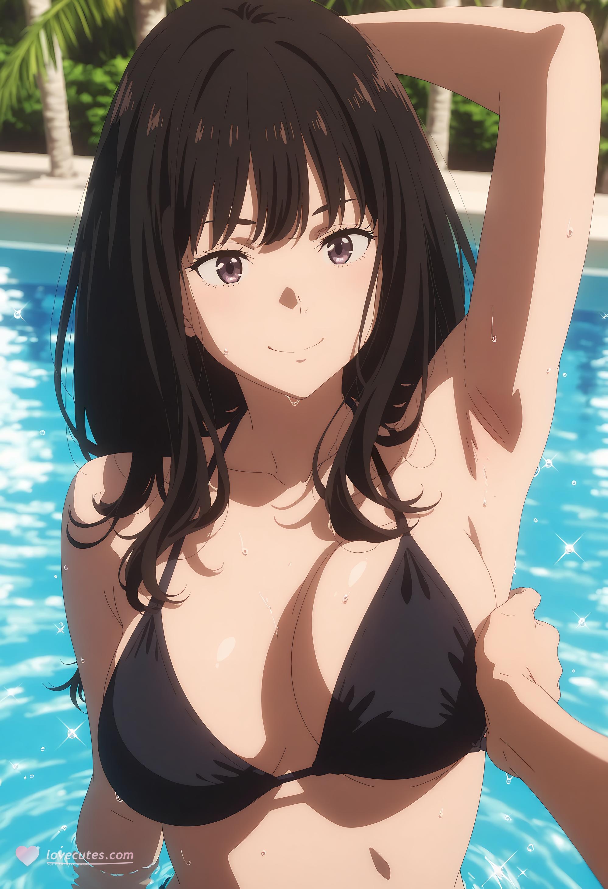AI Generated Anime Girl - Lycoris Recoil 井上泷奈：紧身衣泳装露穴 33P