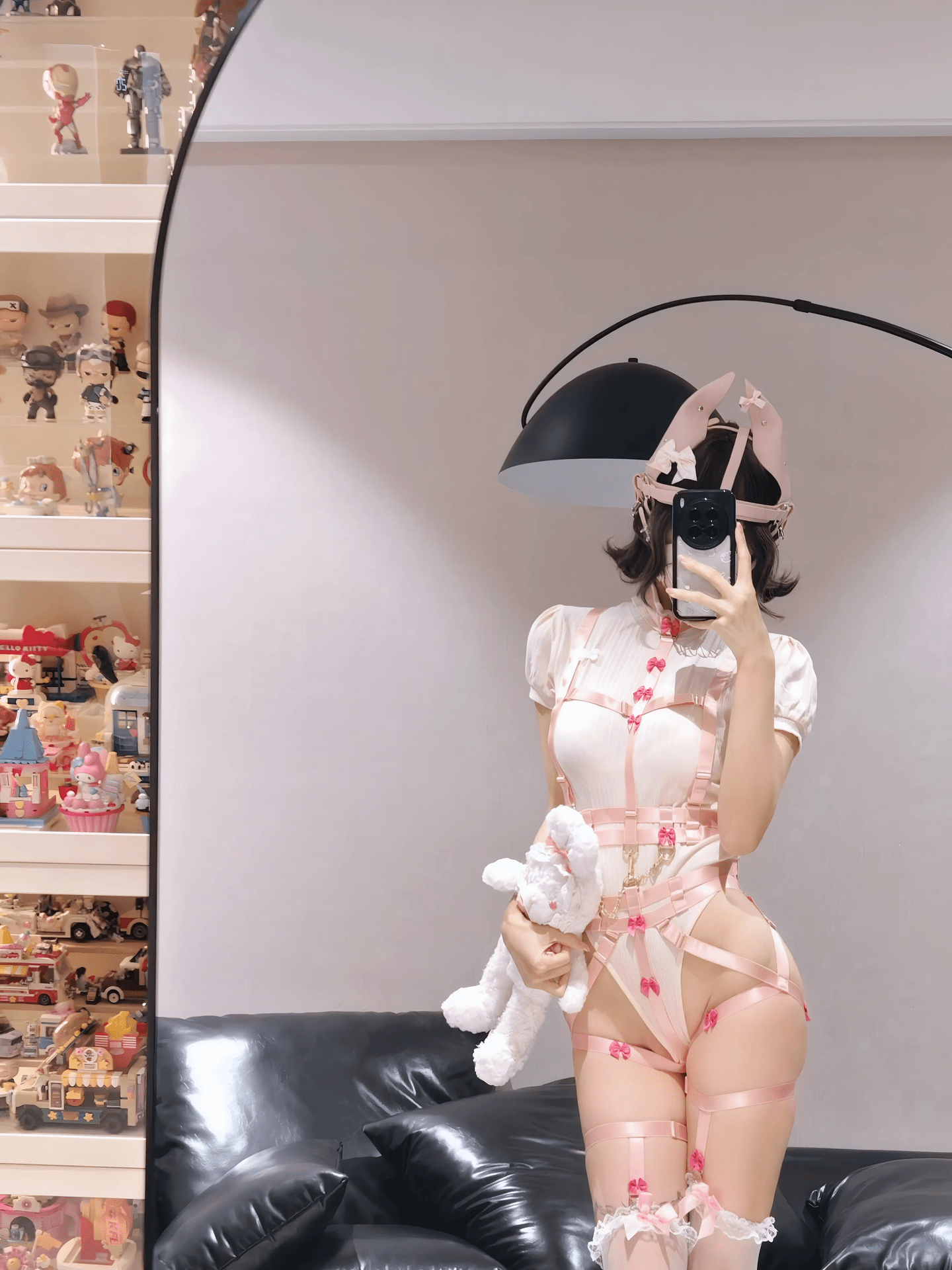[Private] Mochi Yummy - Bow Puppy: Pink and White Pet-Style Lingerie, Puppy Private Set 80P1V