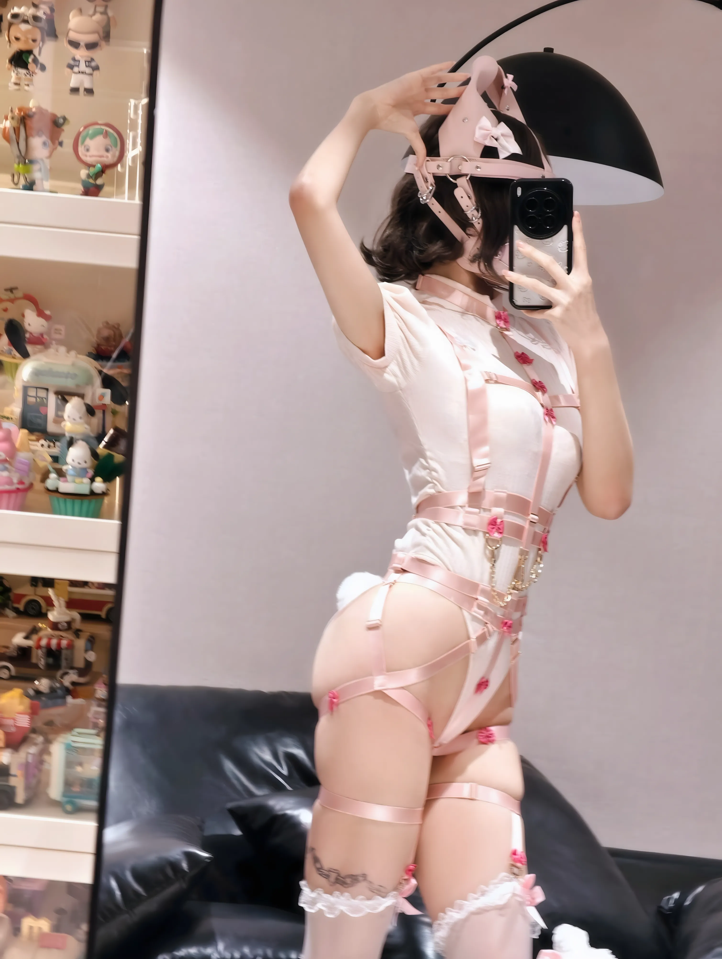[Private] Mochi Yummy - Bow Puppy: Pink and White Pet-Style Lingerie, Puppy Private Set 80P1V