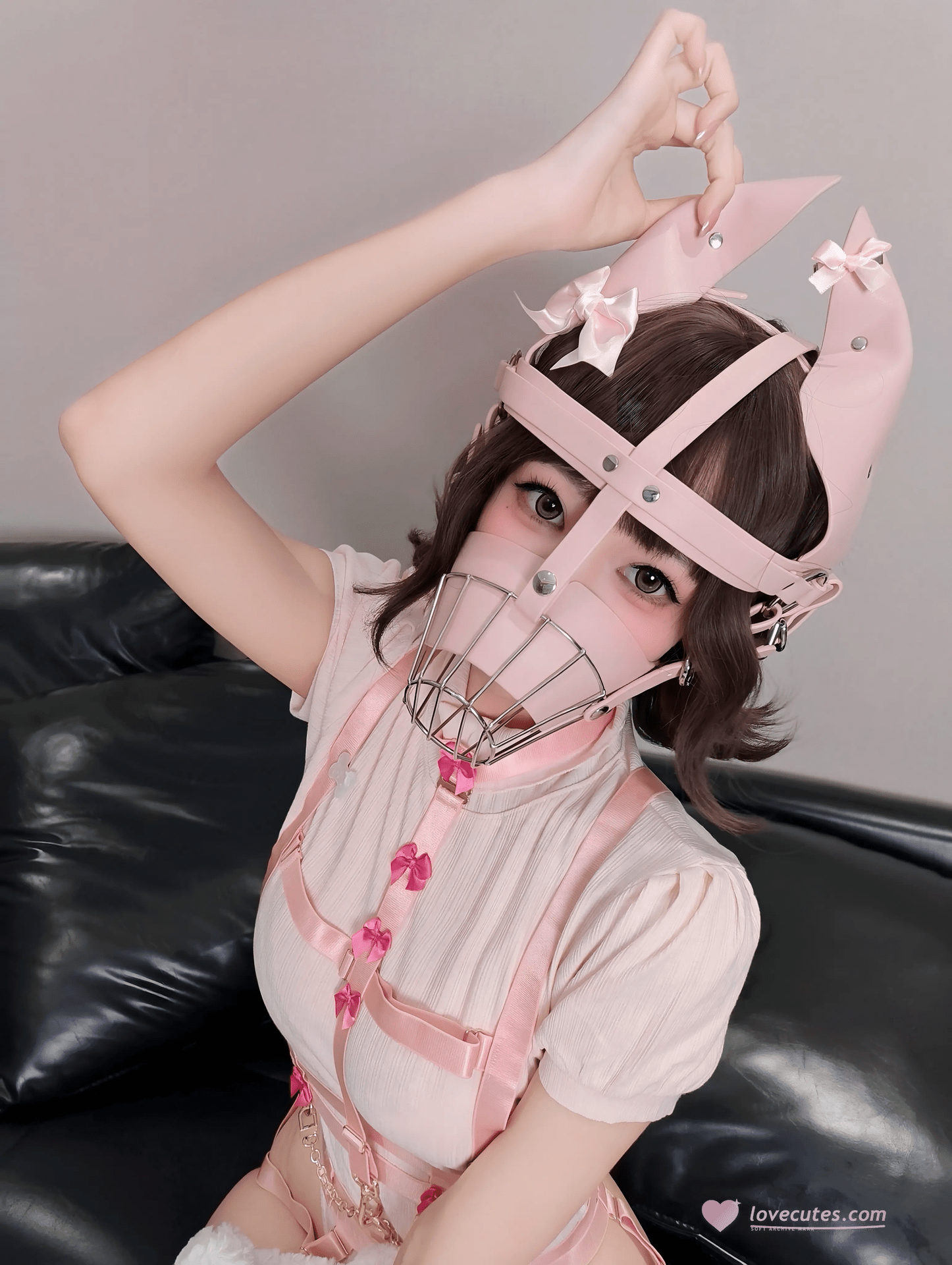 [Private] Mochi Yummy - Bow Puppy: Pink and White Pet-Style Lingerie, Puppy Private Set 80P1V