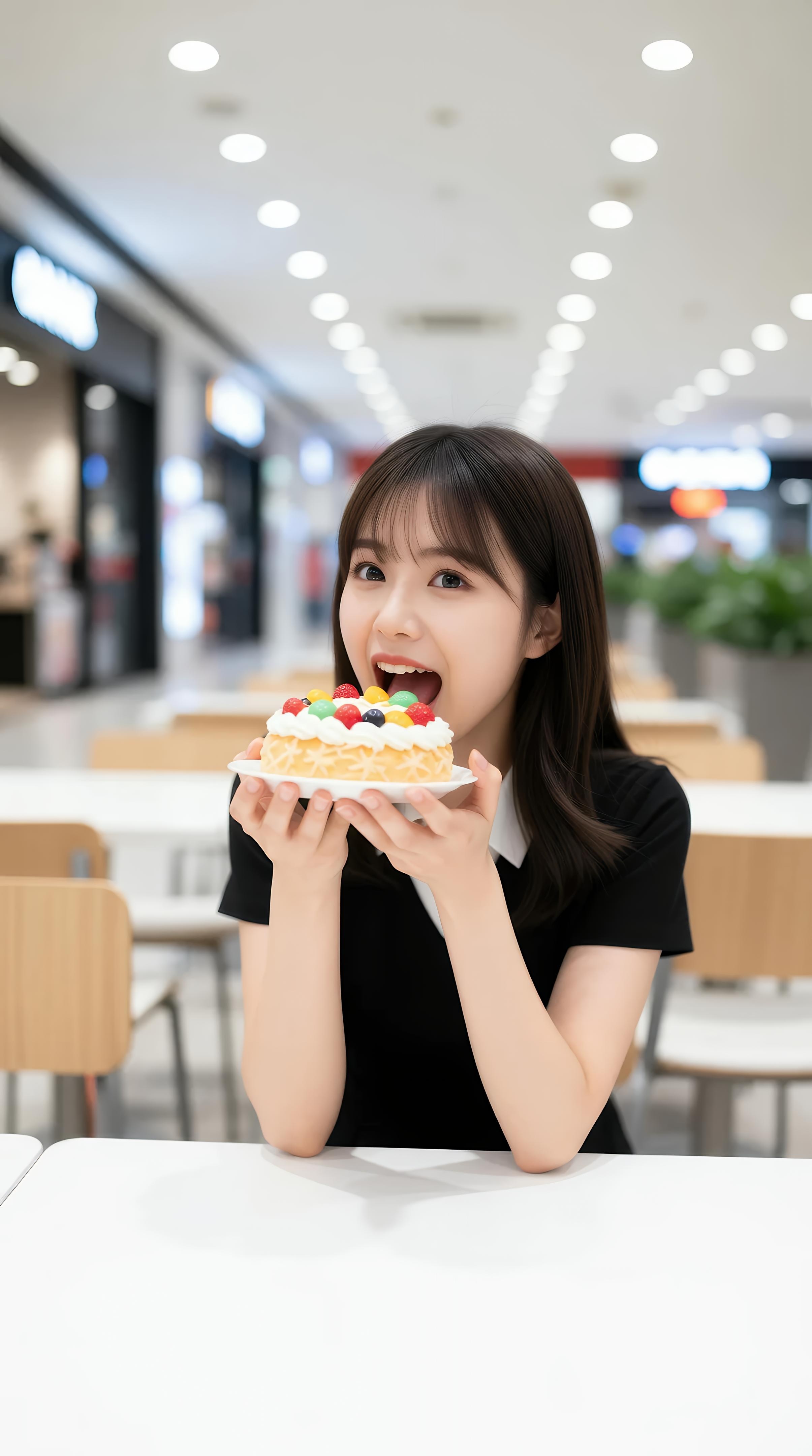 [AI美女] 夏甜ava - 商場短裙少女：黑色上衣白裙清純寫真 68P
