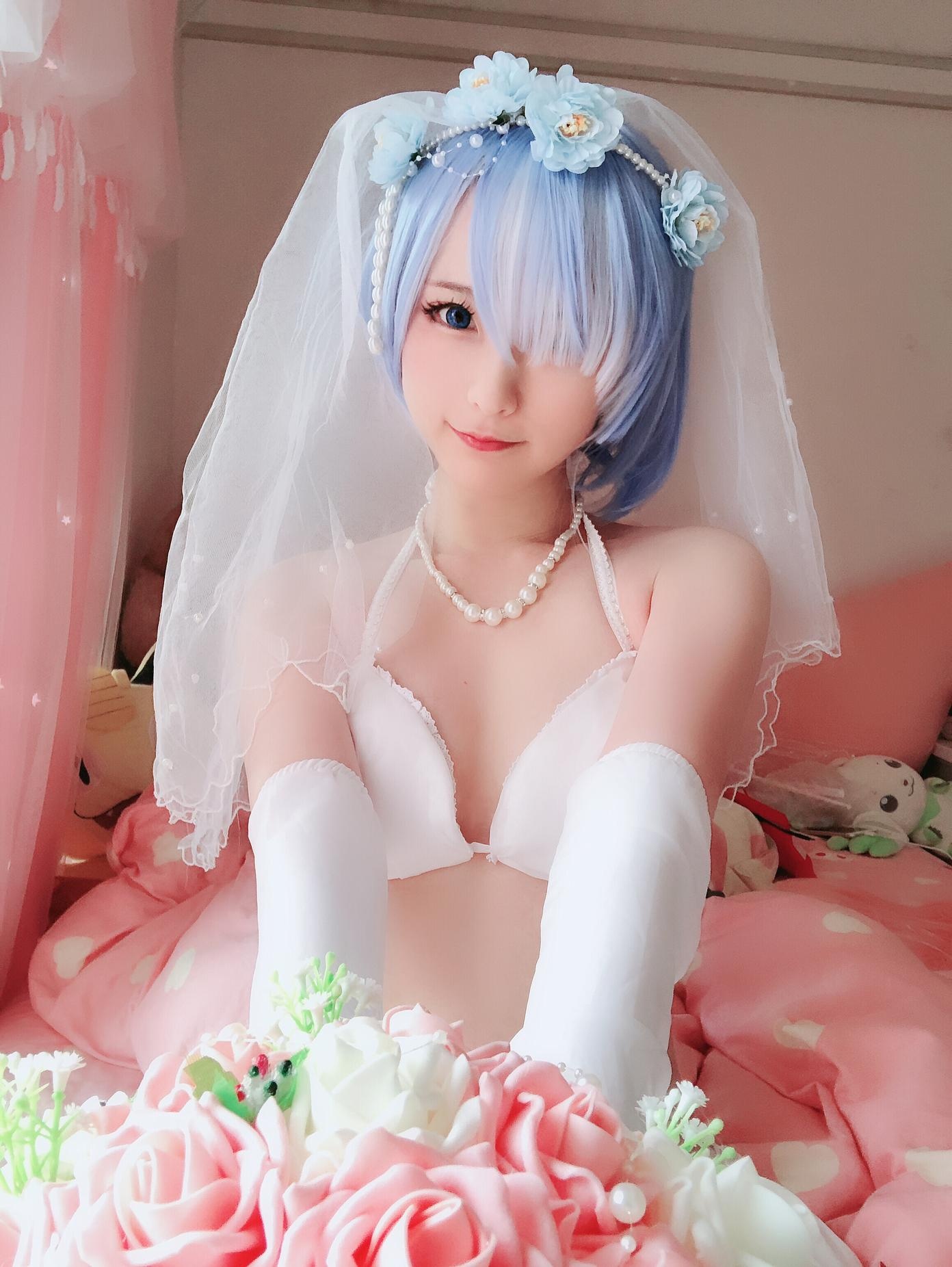 [cosplay] 习呆呆 - ชุดเจ้าสาวเรม: ชุดเจ้าสาวถุงน่องขาว โชว์จุก สเกลใหญ่สมจริง 50P2V