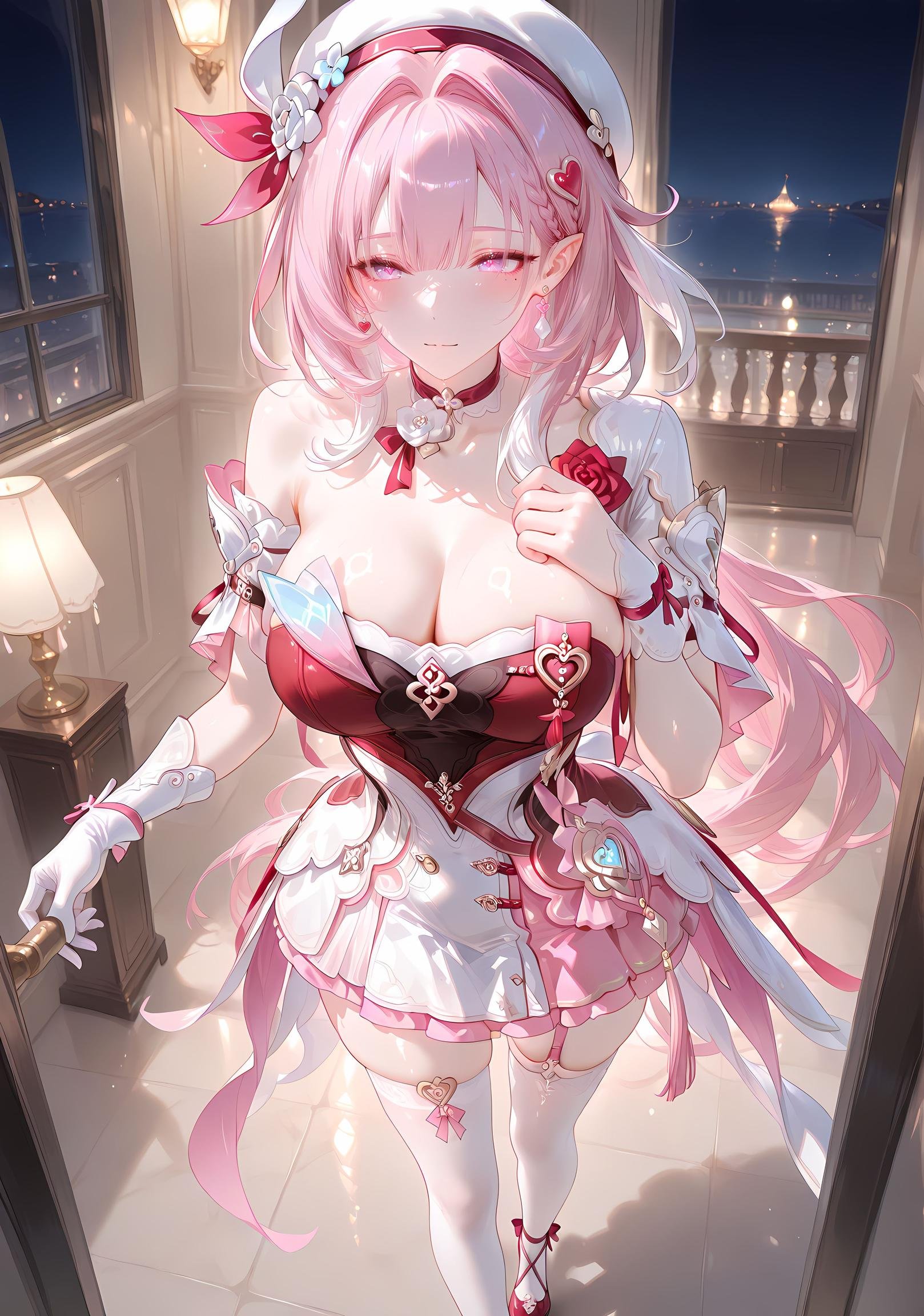 สาวอนิเมะสร้างด้วย AI - [NAKS] 爱莉希雅Elysia：ถ่ายบนเตียงในห้องส่วนตัวใส่ถุงน่องดำ露穴 342P