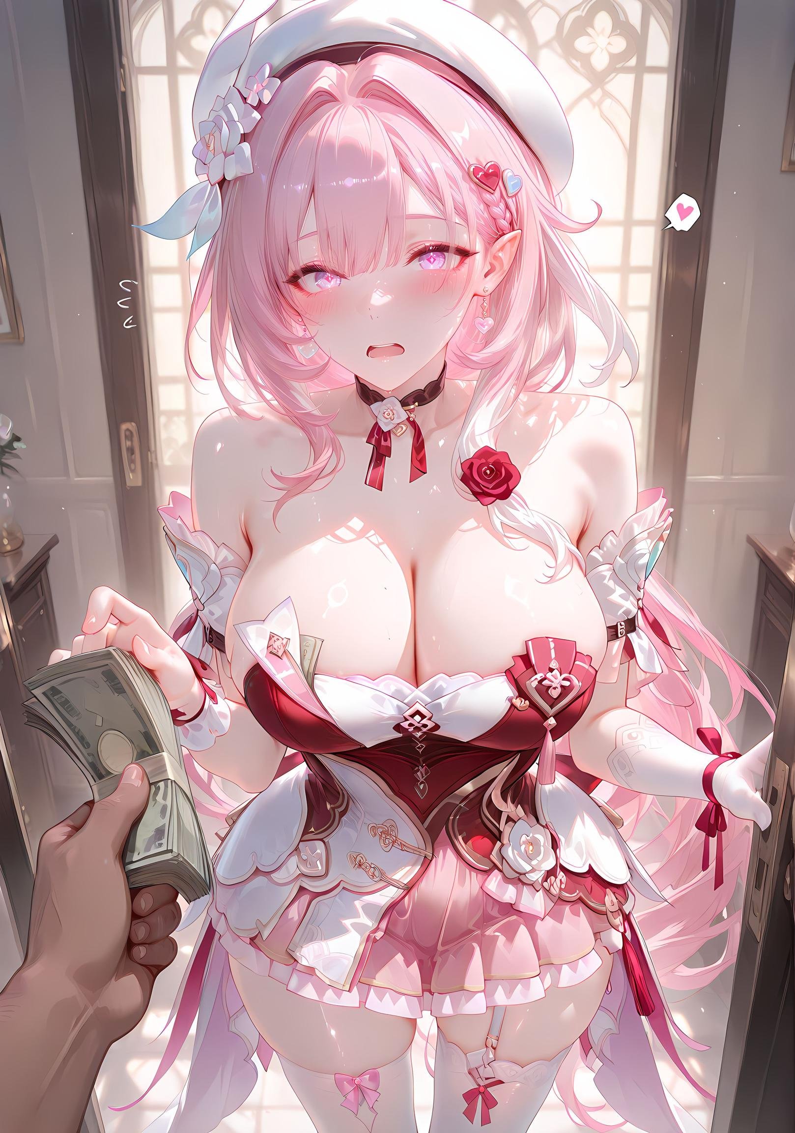 AI生成アニメ少女 - [NAKS] 爱莉希雅Elysia：黒スト私室ベッド撮影 露穴 342P