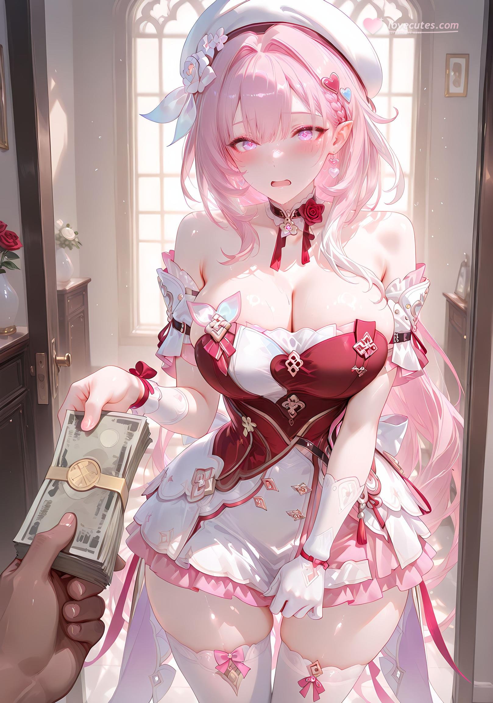 AI生成アニメ少女 - [NAKS] 爱莉希雅Elysia：黒スト私室ベッド撮影 露穴 342P